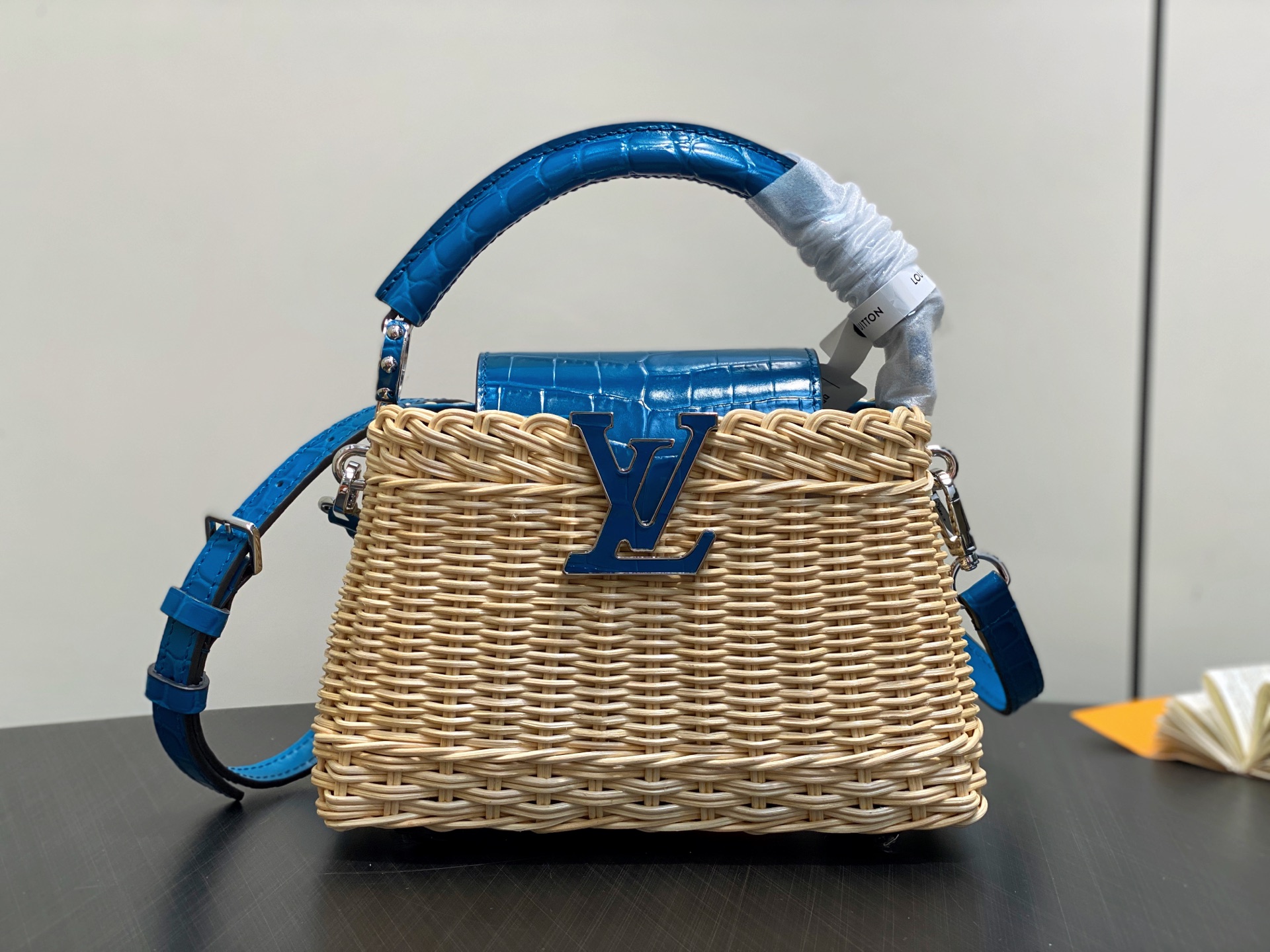 【顶级原单】M88126蓝色编织 鳄鱼纹cap那英款 CAPUCINES mini 手袋 本款 Capu