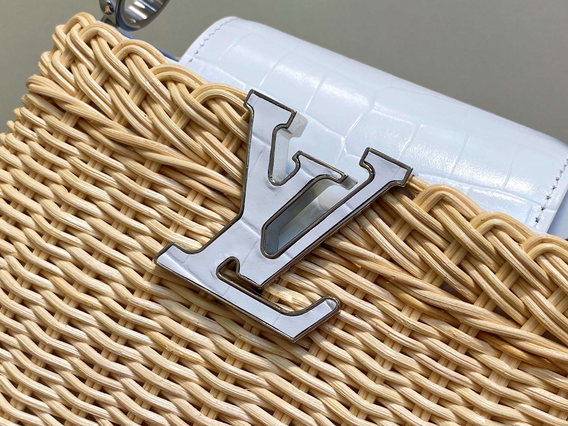 【顶级原单】M88126白色编织 鳄鱼纹cap那英款 CAPUCINES mini 手袋 本款 Capu