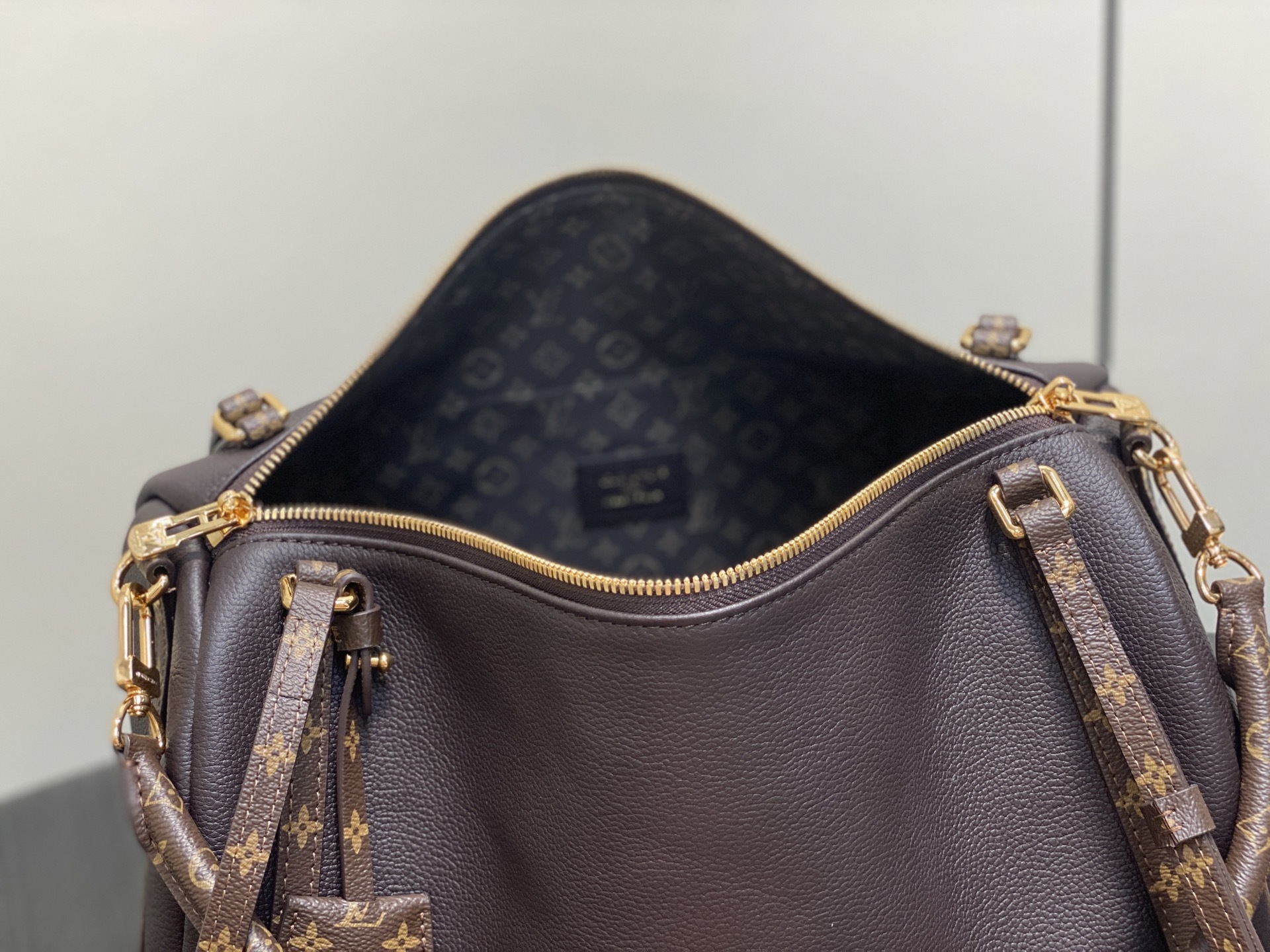 【顶级原单】M26357咖啡 全皮speedy枕头包 EXPRESS 中号手袋 m26359 深啡色(油