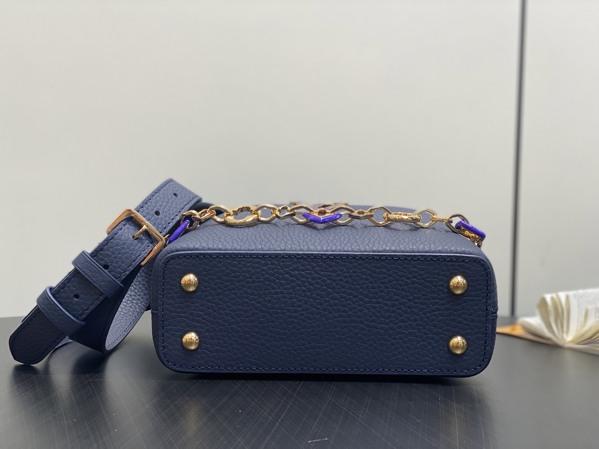 【顶级原单】M14970深蓝 M14971 链条全皮cap那英款 CAPUCINES 迷你手袋 Capu