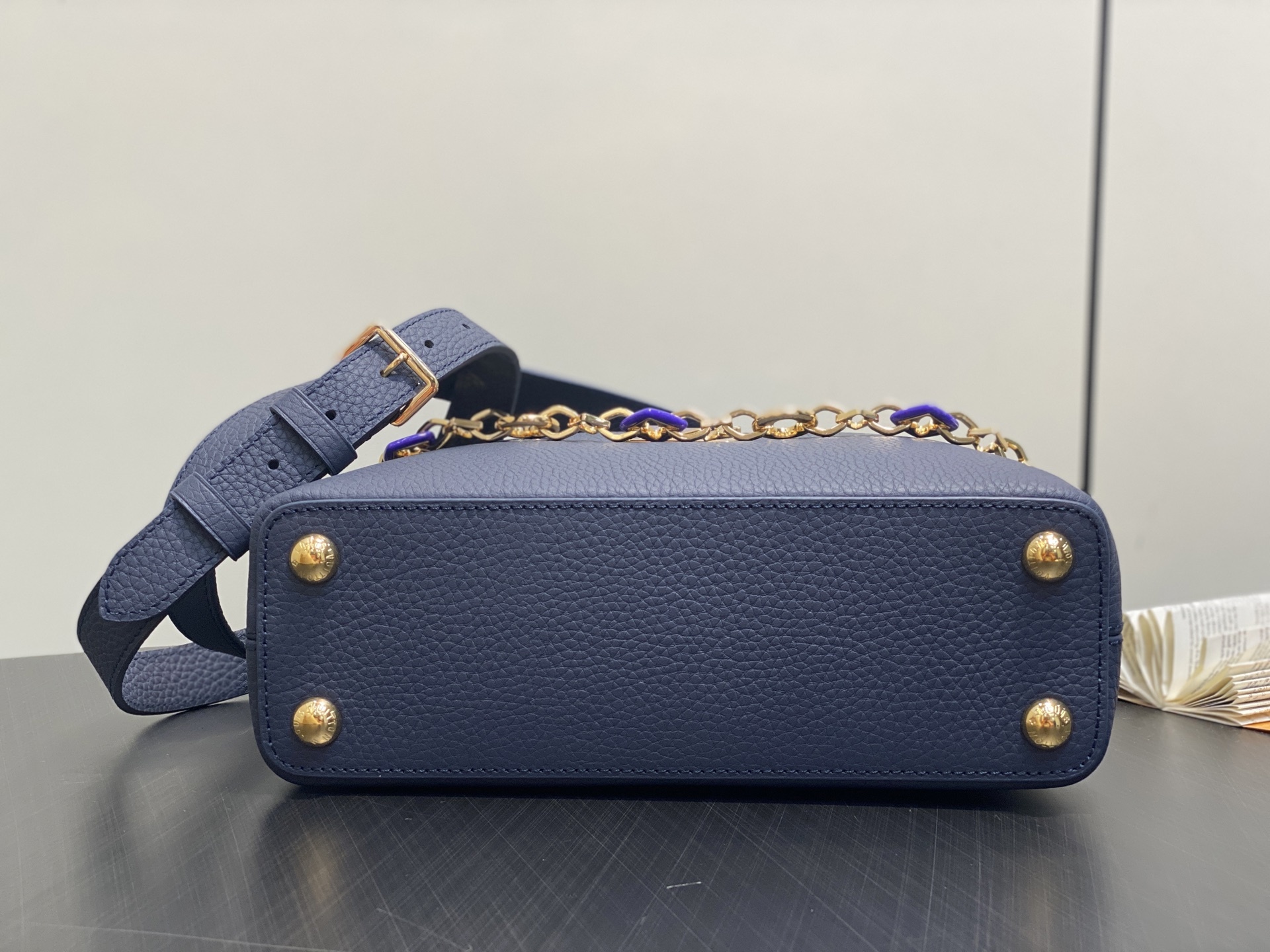 【顶级原单】M14970蓝色 M14971 链条全皮cap那英款 CAPUCINES BB手袋 Capu