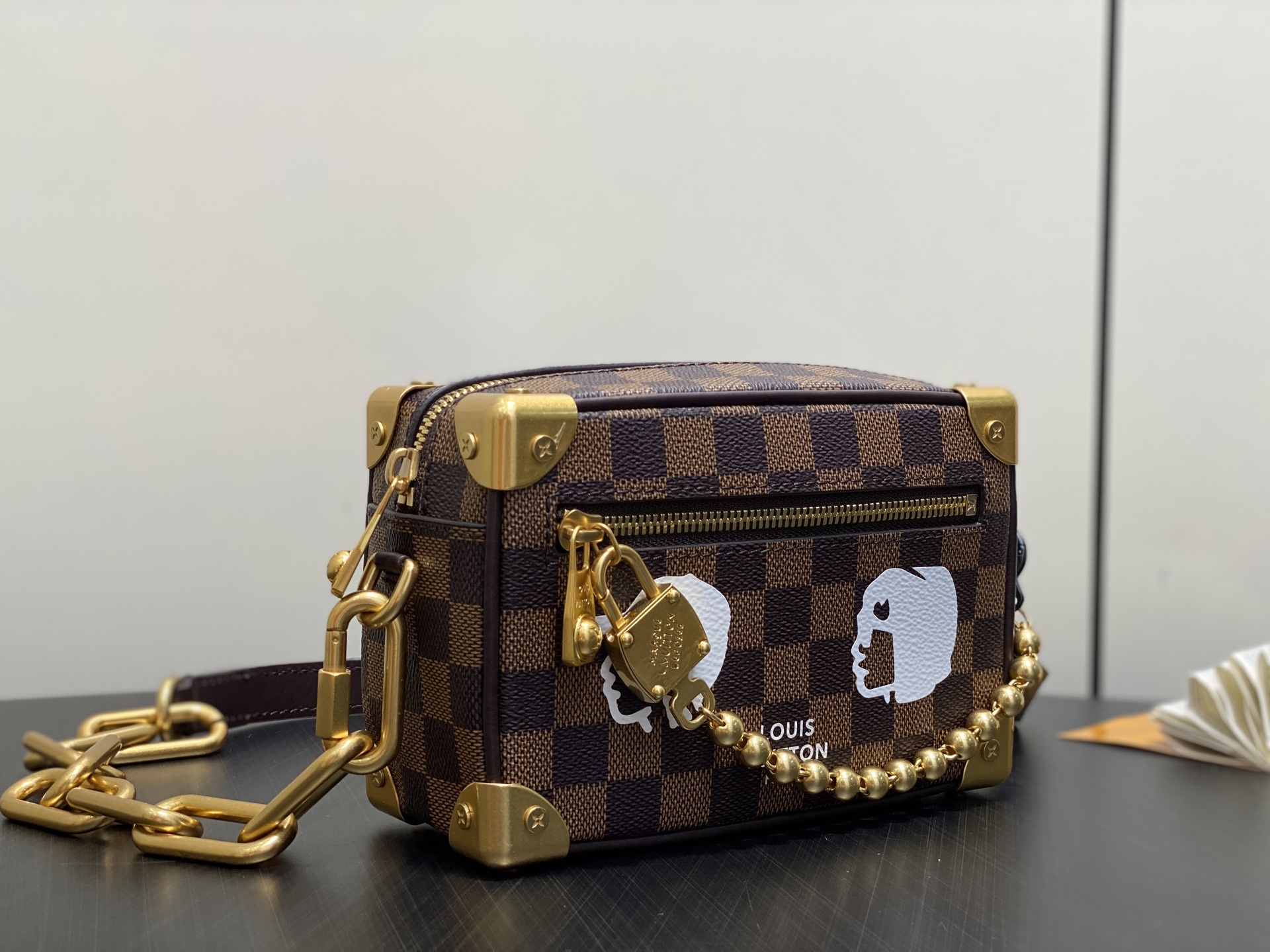 【顶级原单】N40809啡格 头像丝印盒子包链条包 Mini SOFT TRUNK 链条包 Virgil