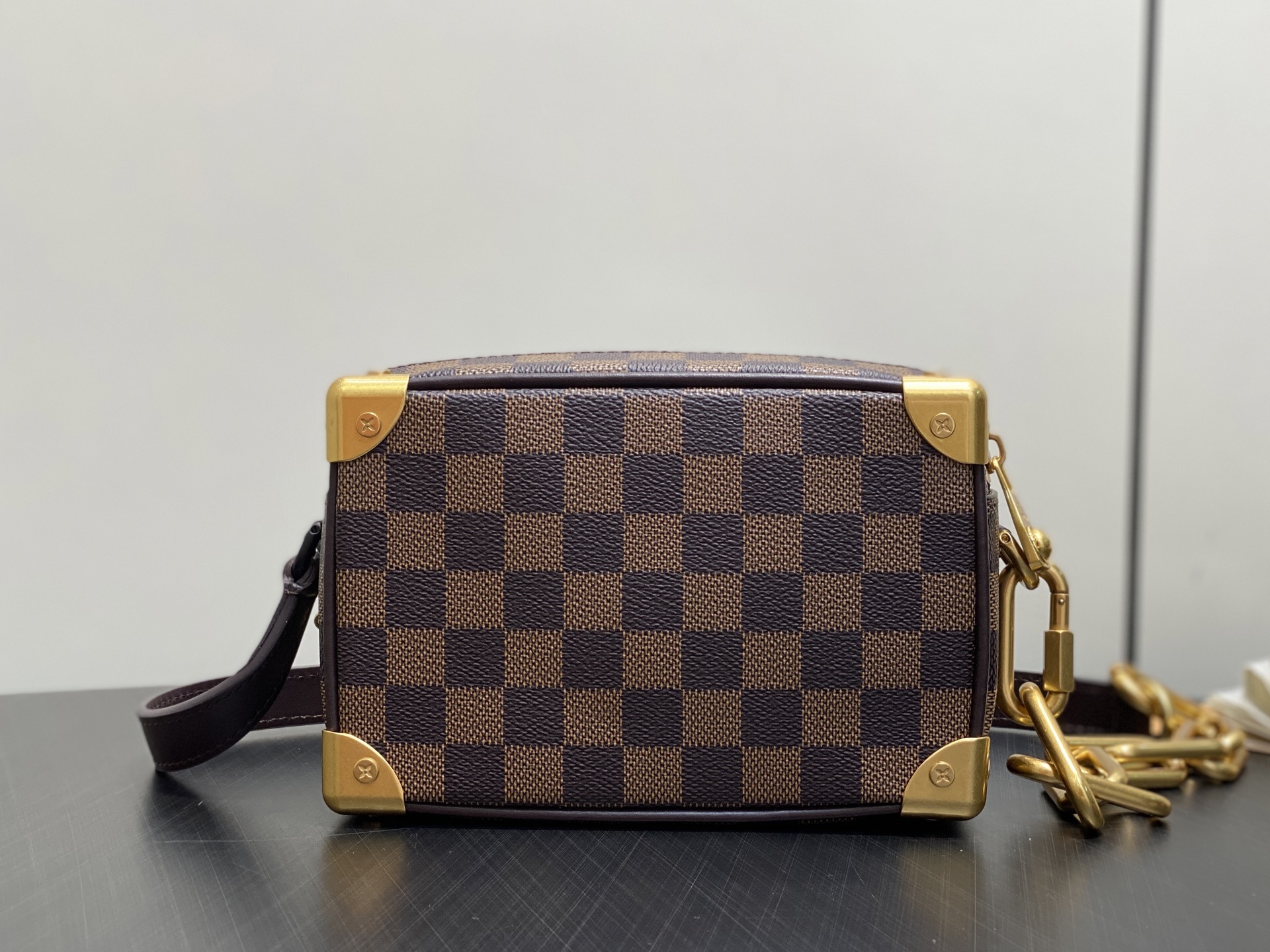 【顶级原单】N40809啡格 头像丝印盒子包链条包 Mini SOFT TRUNK 链条包 Virgil