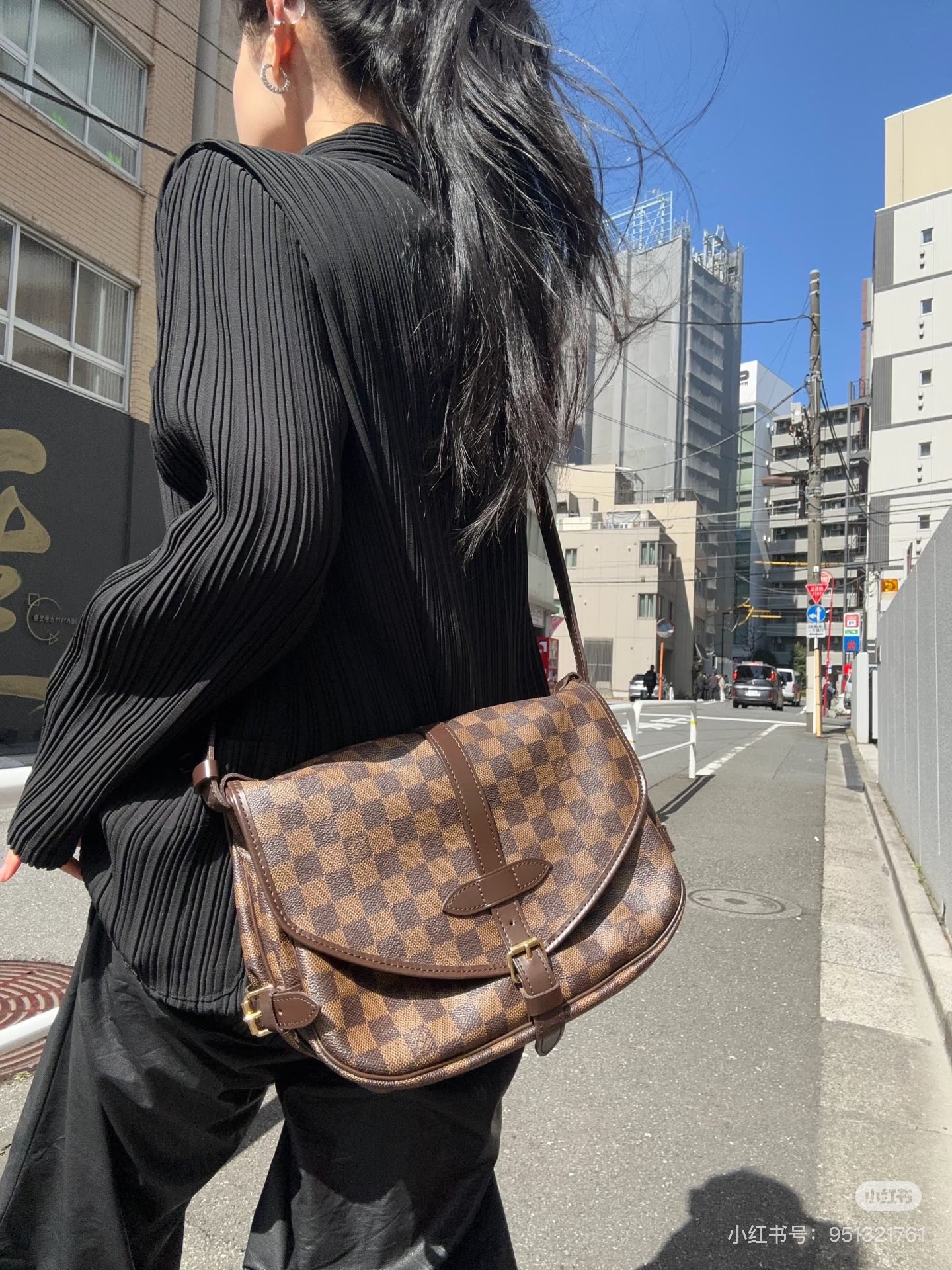 NO:552274,N48080 Brown Authentic Photo SAUMUR Medium Handbag M40710 Second-hand Messenger Bag Gemini Handbag,19860909N48080啡格 正品图 SAUMUR 中号手袋 M40710 中古邮差包 双子星手袋,,Bag