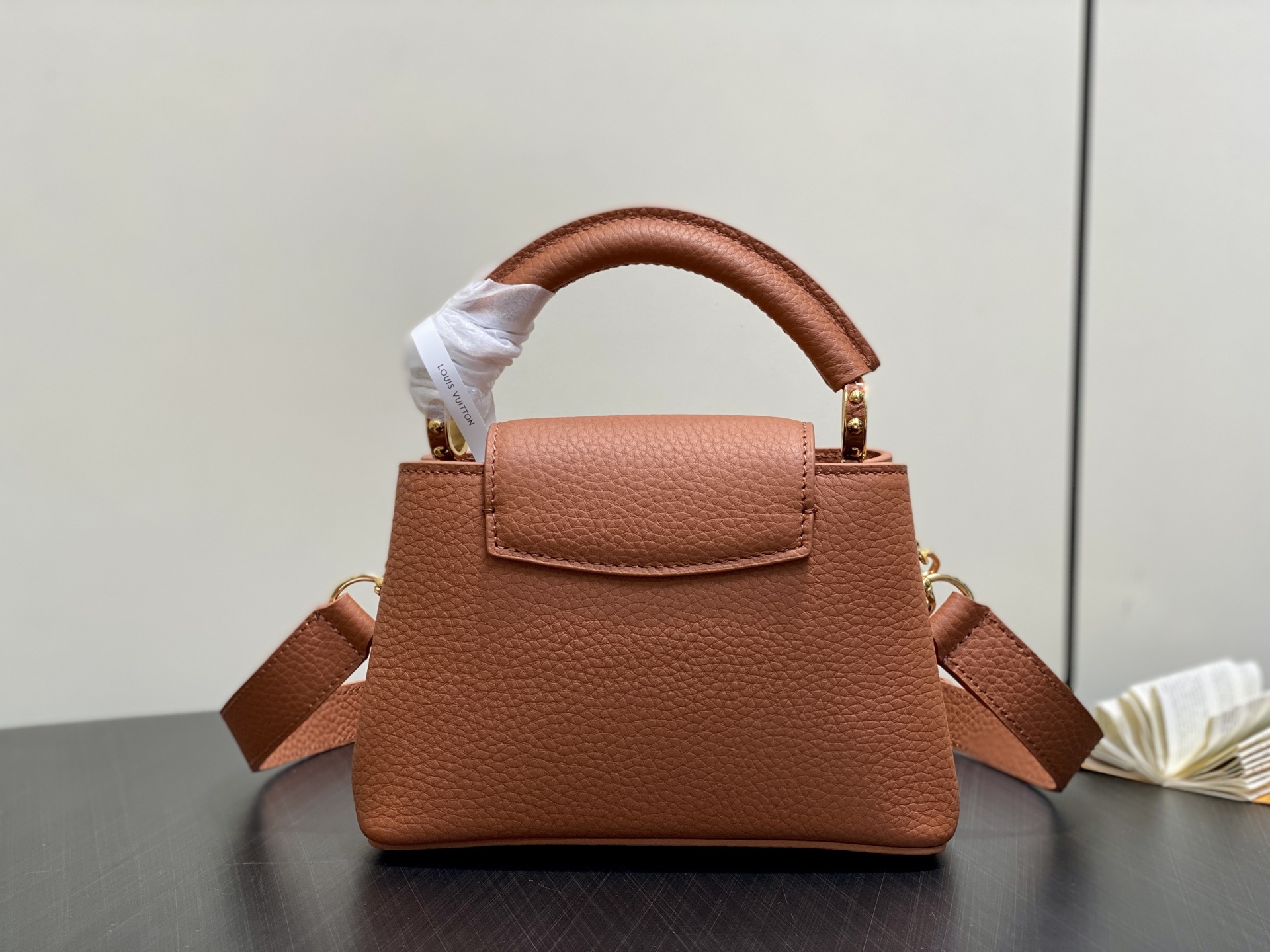 【顶级原单】M14970棕色 M14381 链条全皮cap那英款 CAPUCINES 迷你手袋 本款 C