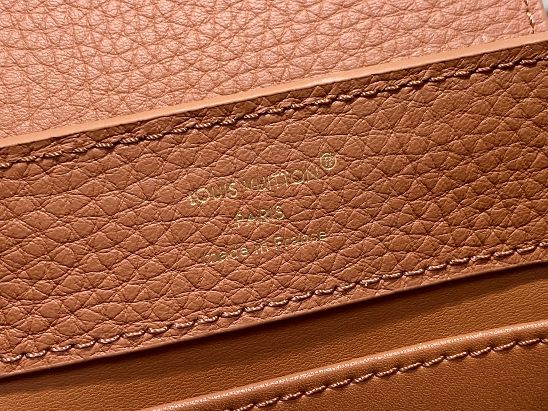 【顶级原单】M14970棕色 M14381 链条全皮cap那英款 CAPUCINES 迷你手袋 本款 C