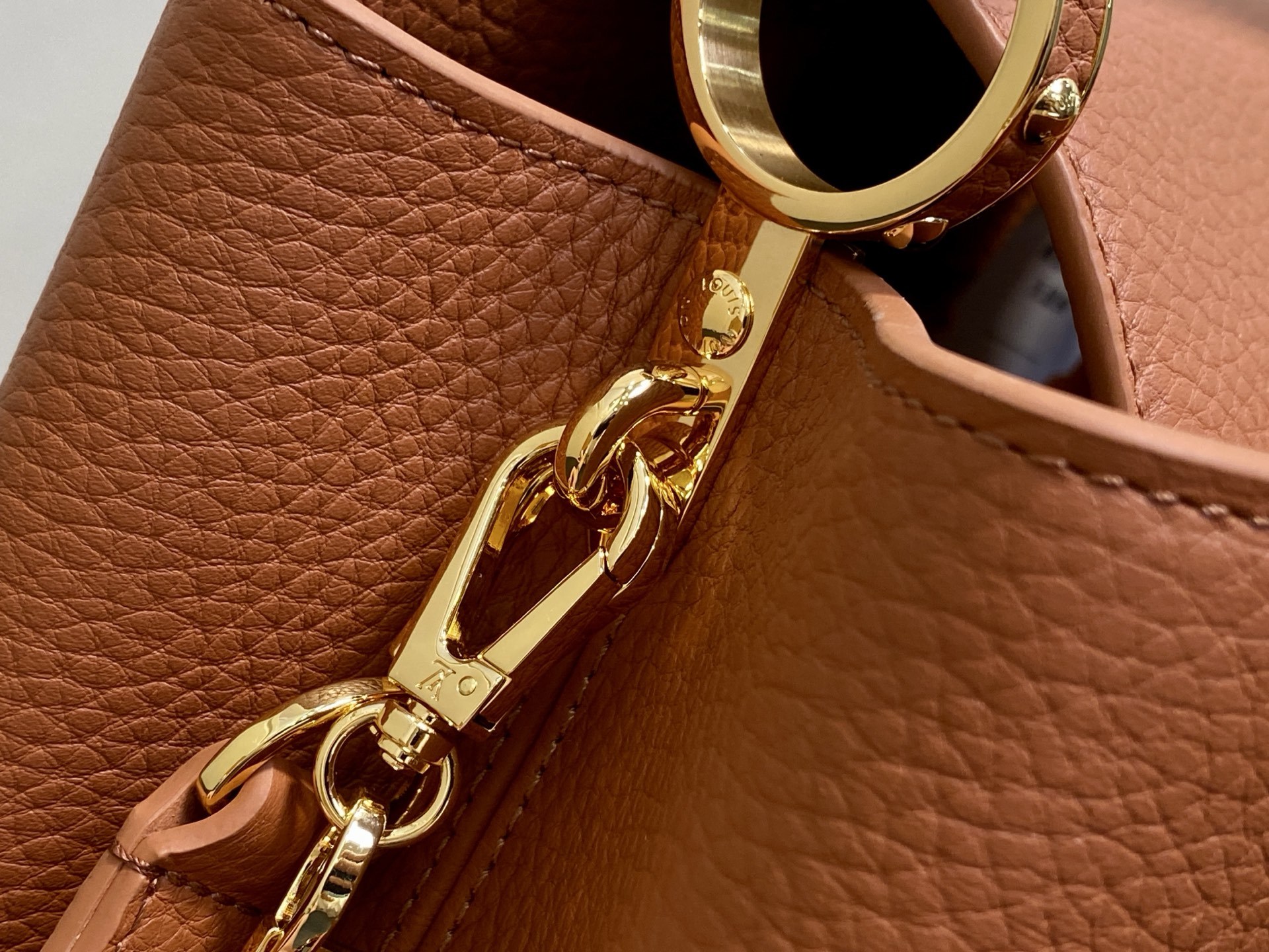 【顶级原单】M14970棕色 M14381 链条全皮cap那英款 CAPUCINES 中号手袋 Capu