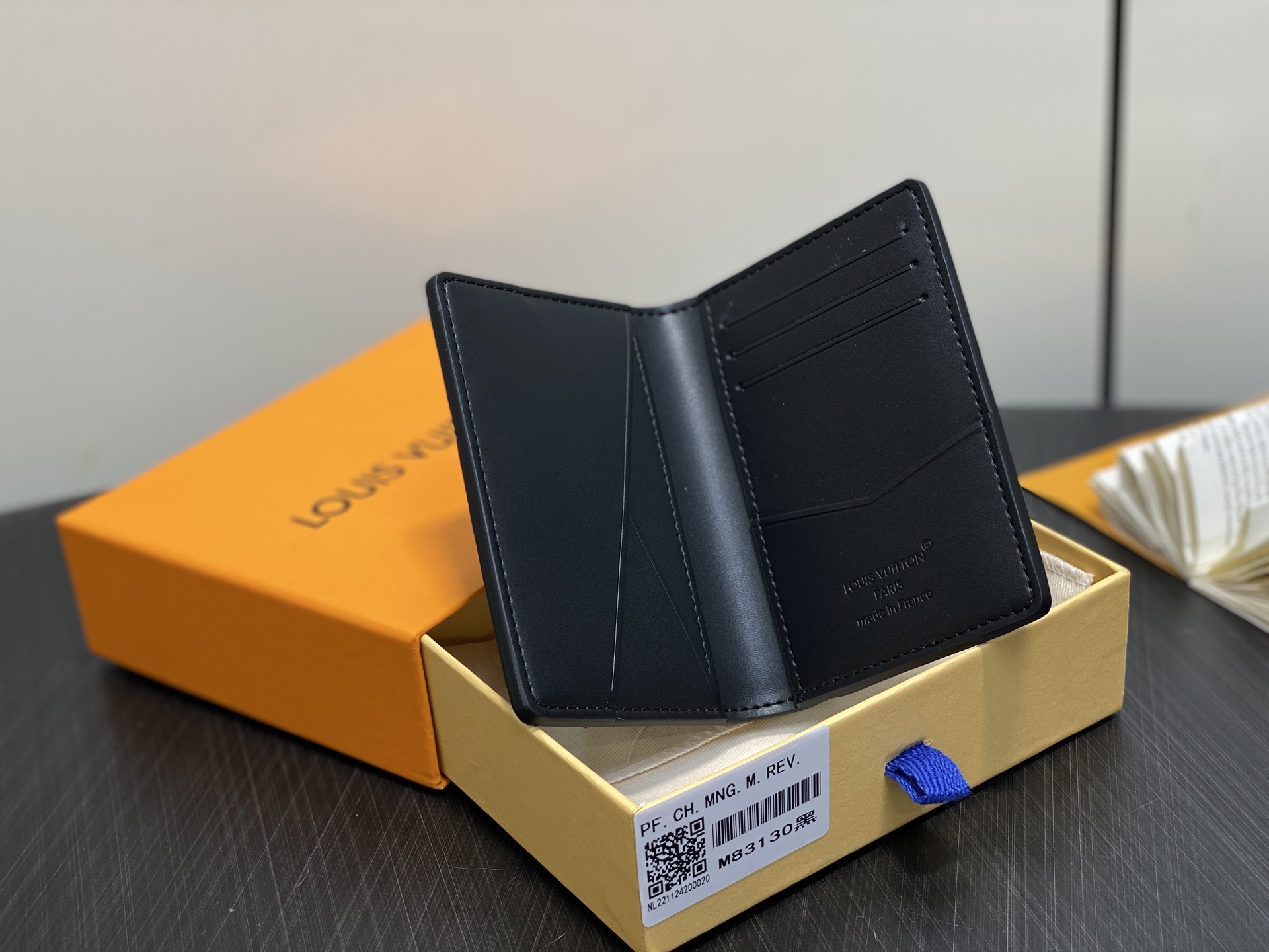 【顶级原单】M25951黑色 荔枝纹全皮卡包 Pocket organizer 口袋钱夹 LV Aero