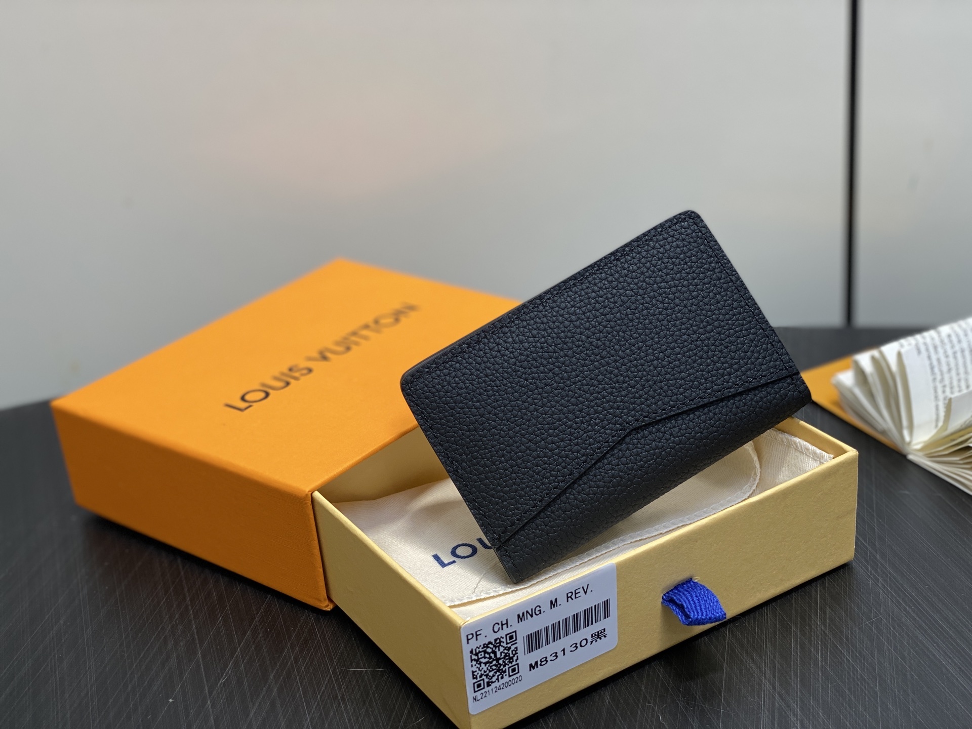 【顶级原单】M25951黑色 荔枝纹全皮卡包 Pocket organizer 口袋钱夹 LV Aero
