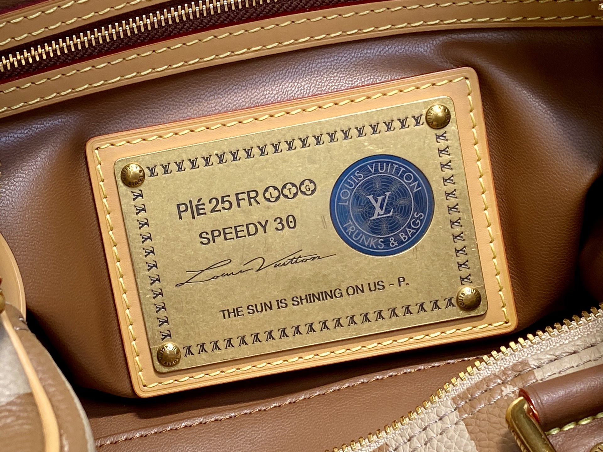 【顶级原单】M14064卡其条纹 全皮speedy枕头包 SPEEDY BANDOULIÈRE30 手袋