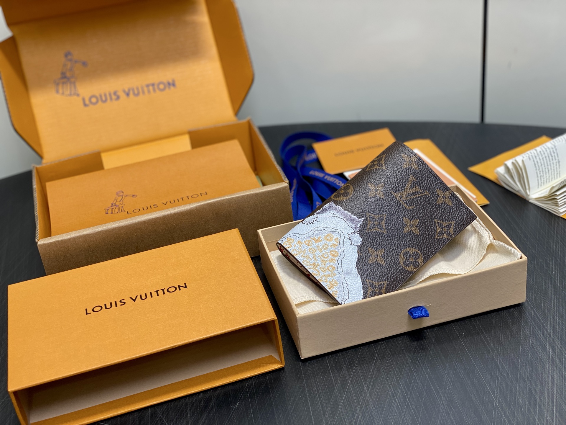 LV Style Beige Canvas Passport Cover Lookbook Reference image 1