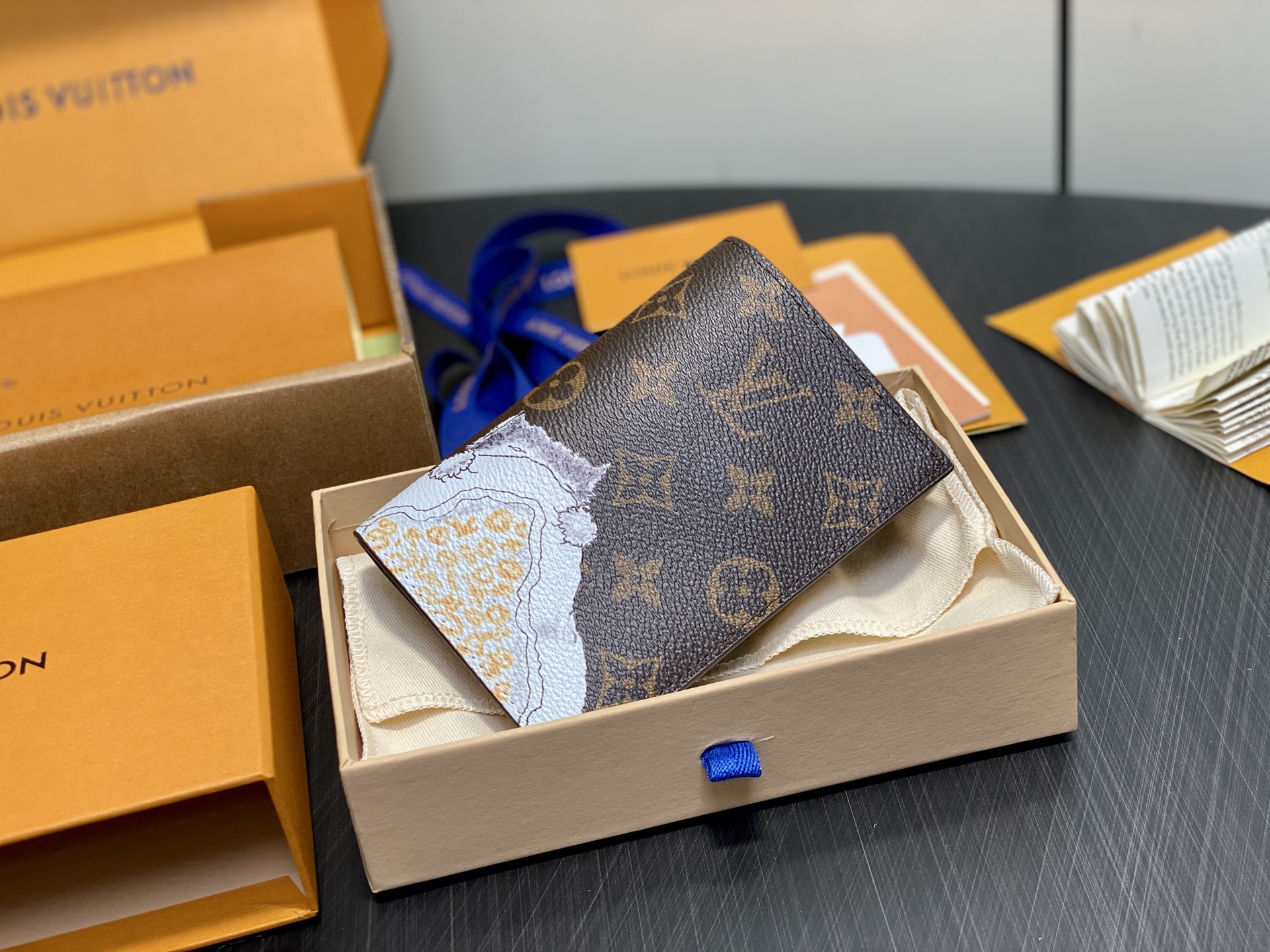 LV Style Beige Canvas Passport Cover Lookbook Reference image 2