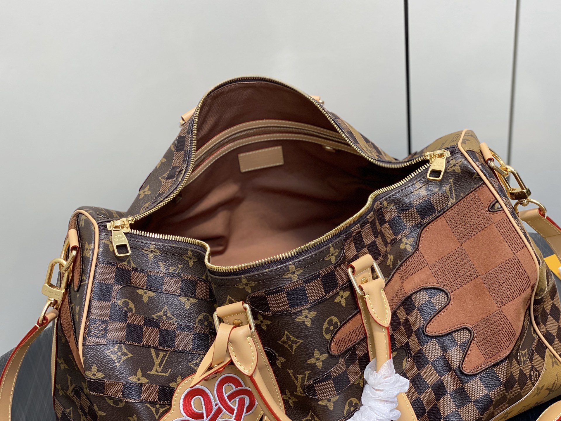 【顶级原单】M26119老花拼色 拼接拼色旅行袋 KEEPALL BANDOULIÈRE 50 旅行袋 