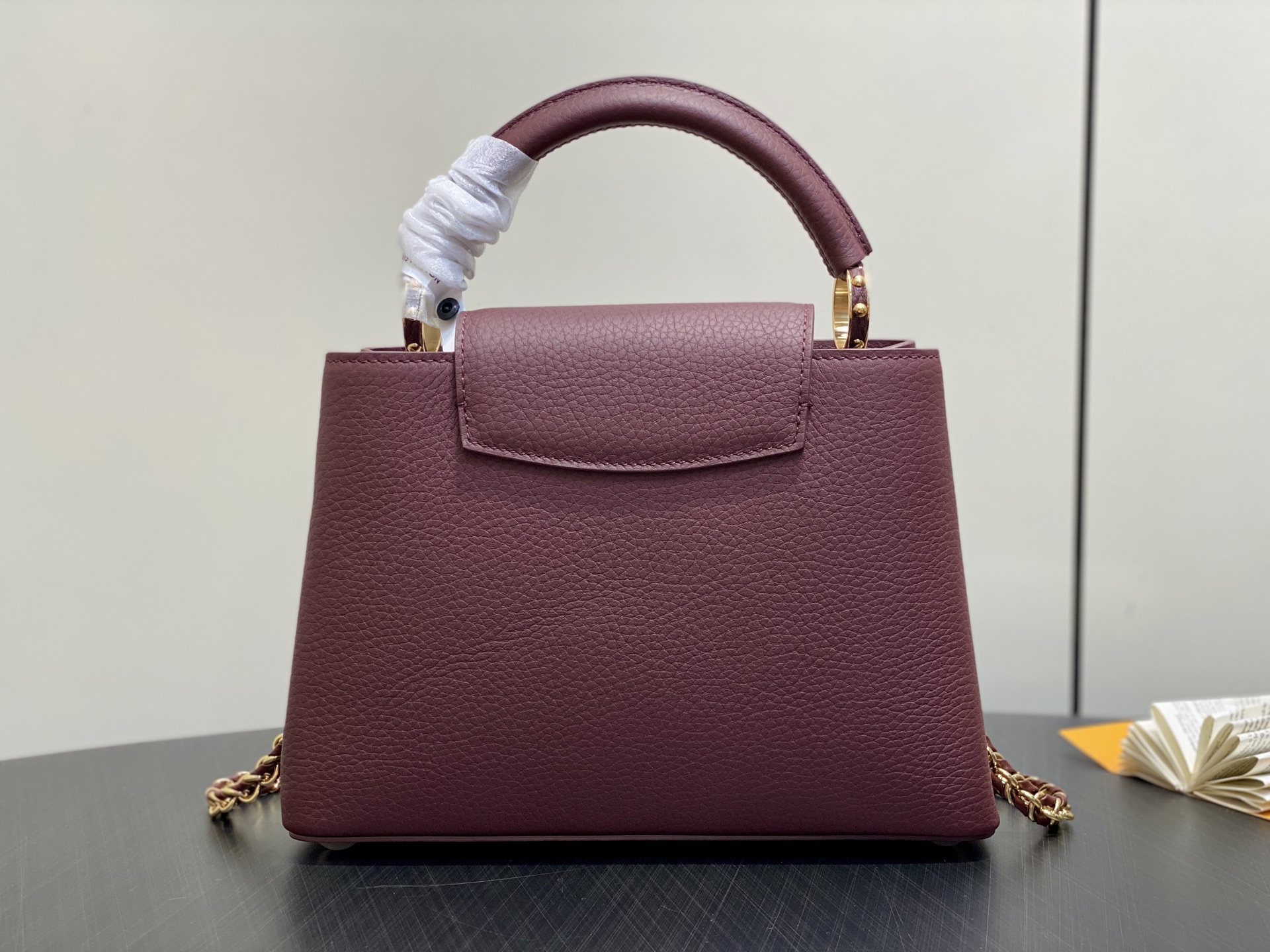 【顶级原单】M25893酒红色 全皮cap那英款系列 Capucines bb 手袋 m25893 酒红