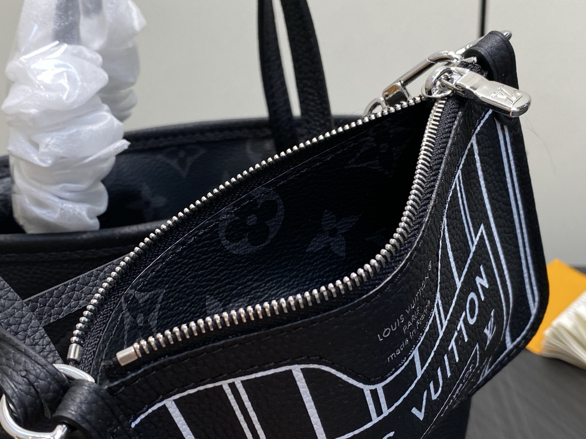 【顶级原单】M15210黑花黑色 双面购物袋 Neverfull Bandouliere Inside 