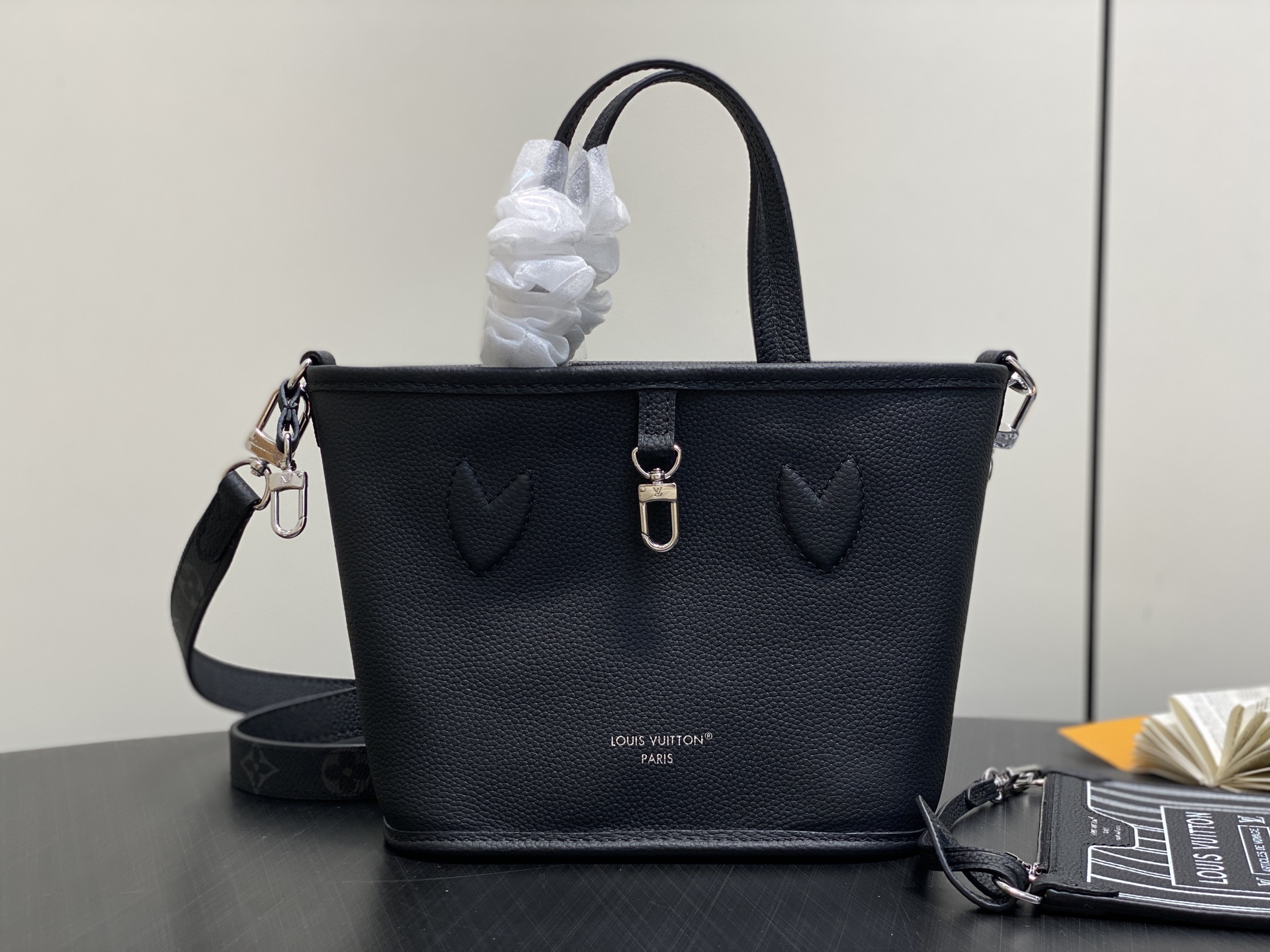 【顶级原单】M15210黑花黑色 双面购物袋 Neverfull Bandouliere Inside 