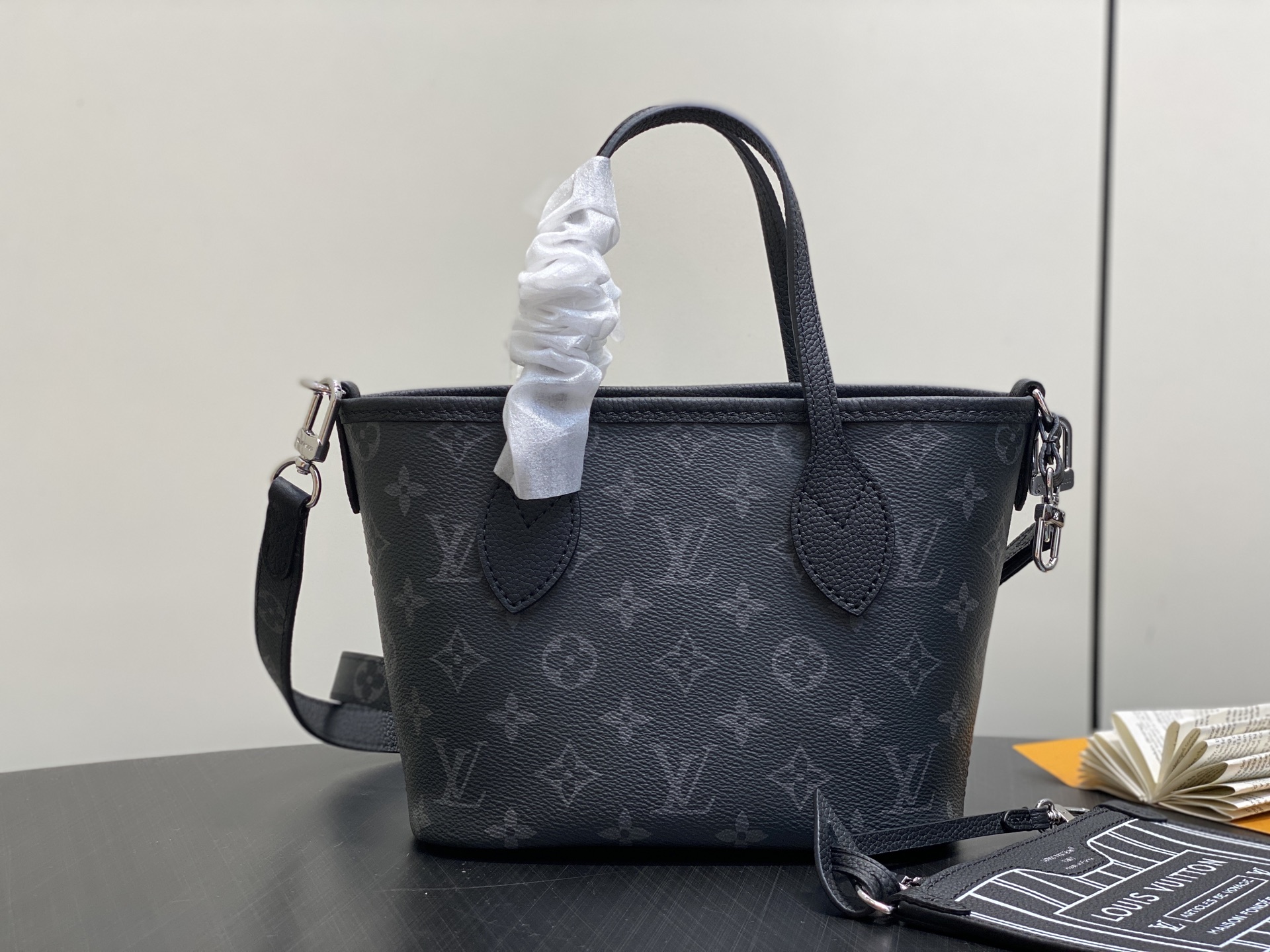 【顶级原单】M15210黑花黑色 双面购物袋 Neverfull Bandouliere Inside 