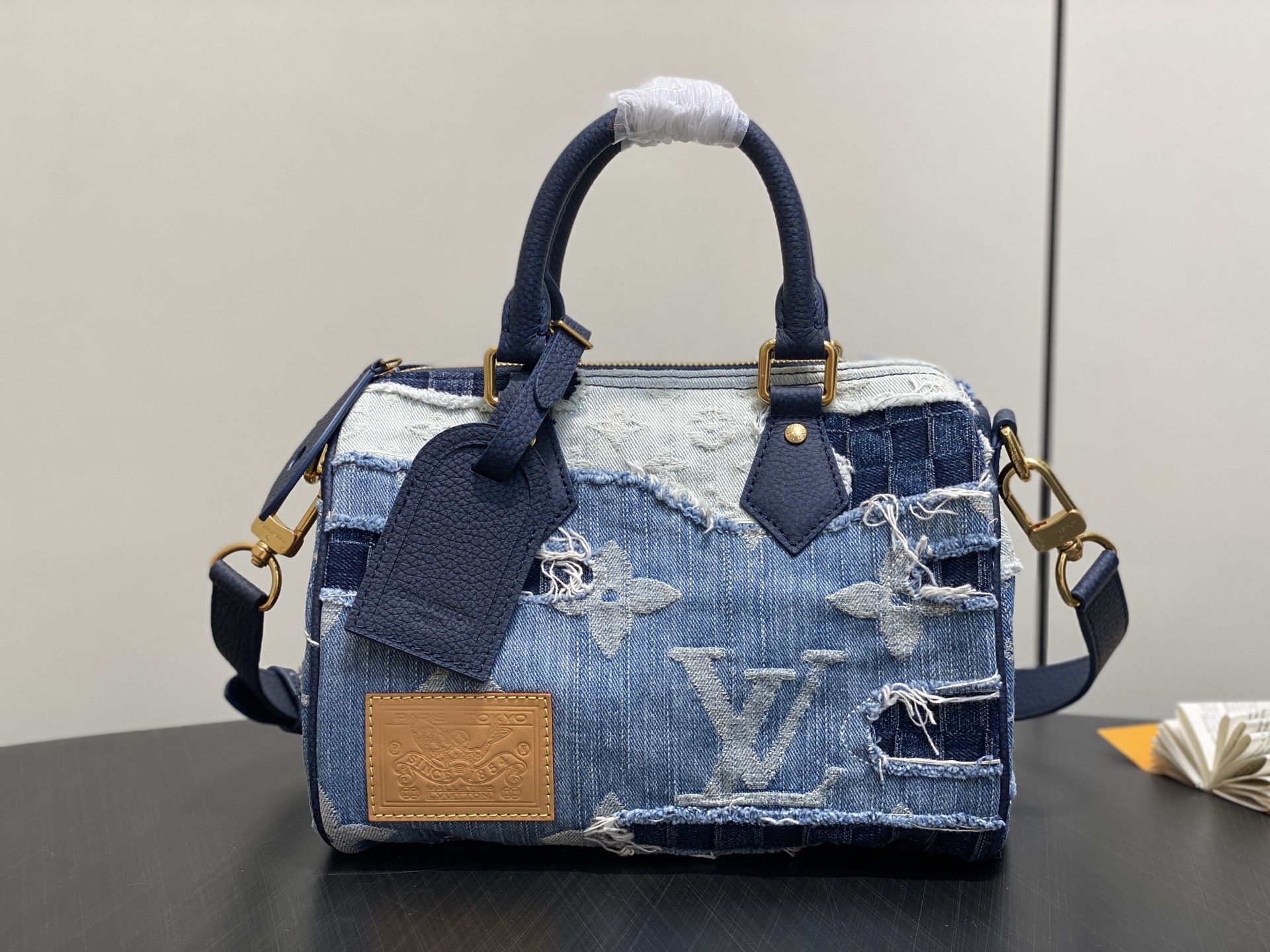 【顶级原单】M15276蓝色 全钢五金 丹宁牛仔布speedy枕头包 当季新款 SPEEDY 25 BA