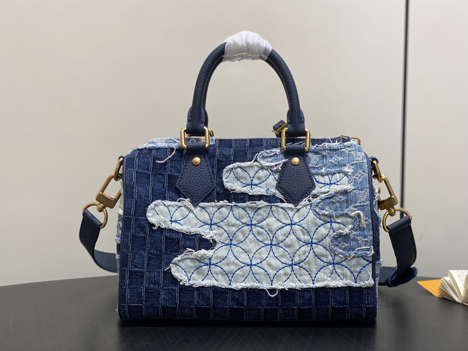 【顶级原单】M15276蓝色 全钢五金 丹宁牛仔布speedy枕头包 当季新款 SPEEDY 25 BA