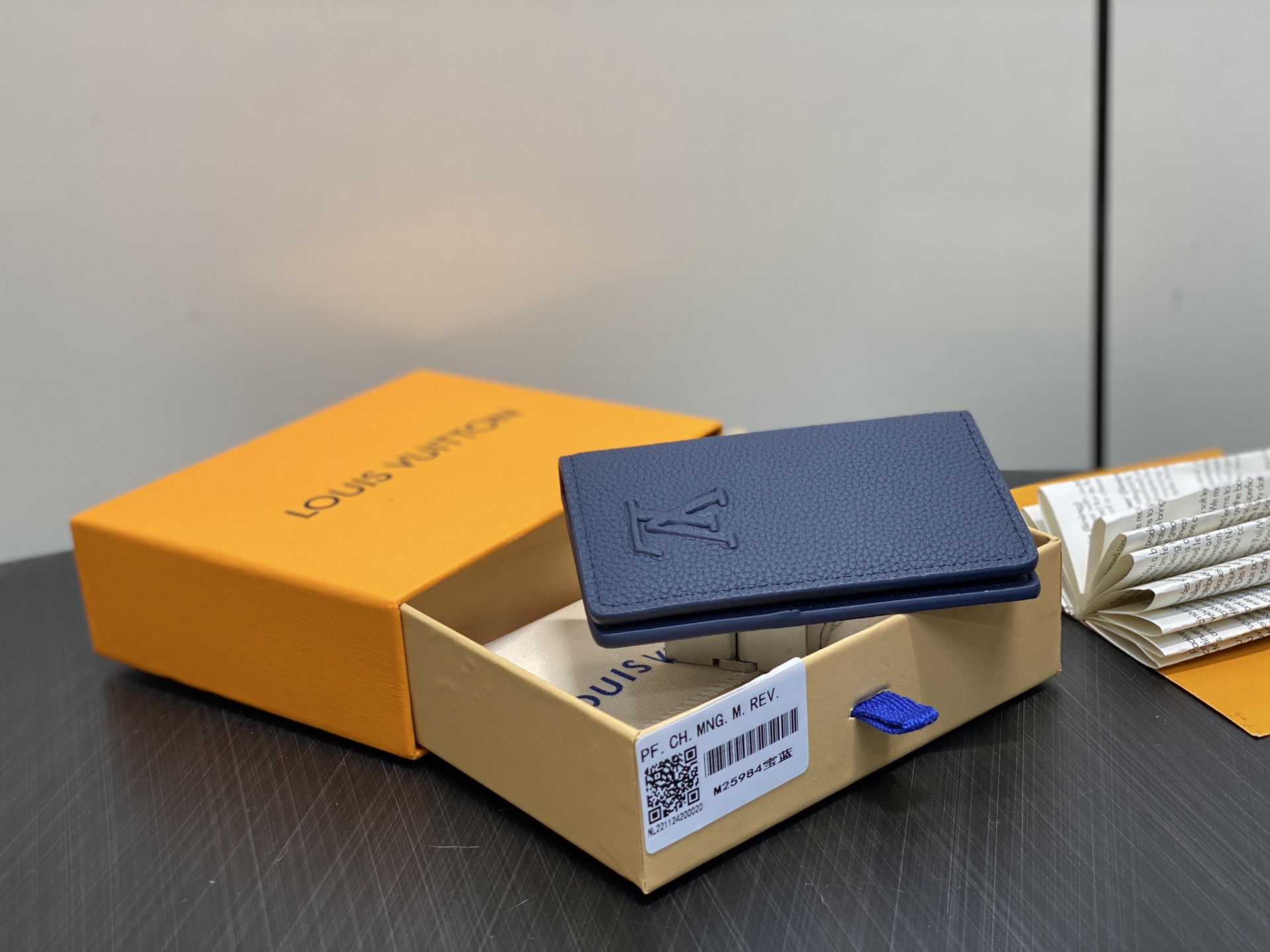 【顶级原单】M25984宝蓝 荔枝纹全皮卡包 Pocket organizer 口袋钱夹 LV Aero