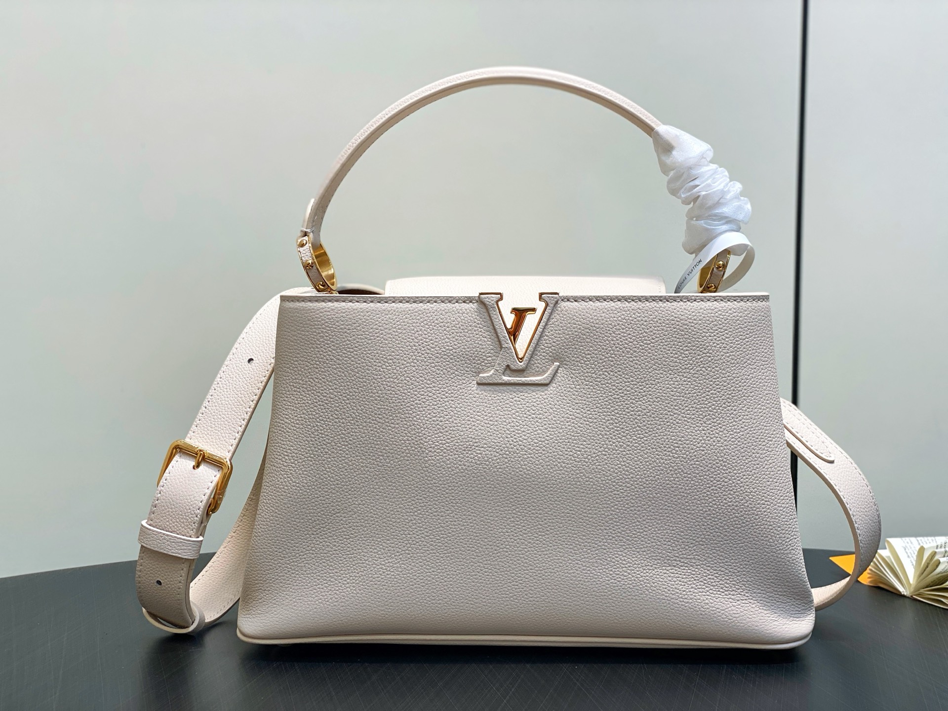 【顶级原单】M14370米白 全皮cap那英款 Capucines Souple 中号手袋 M14371