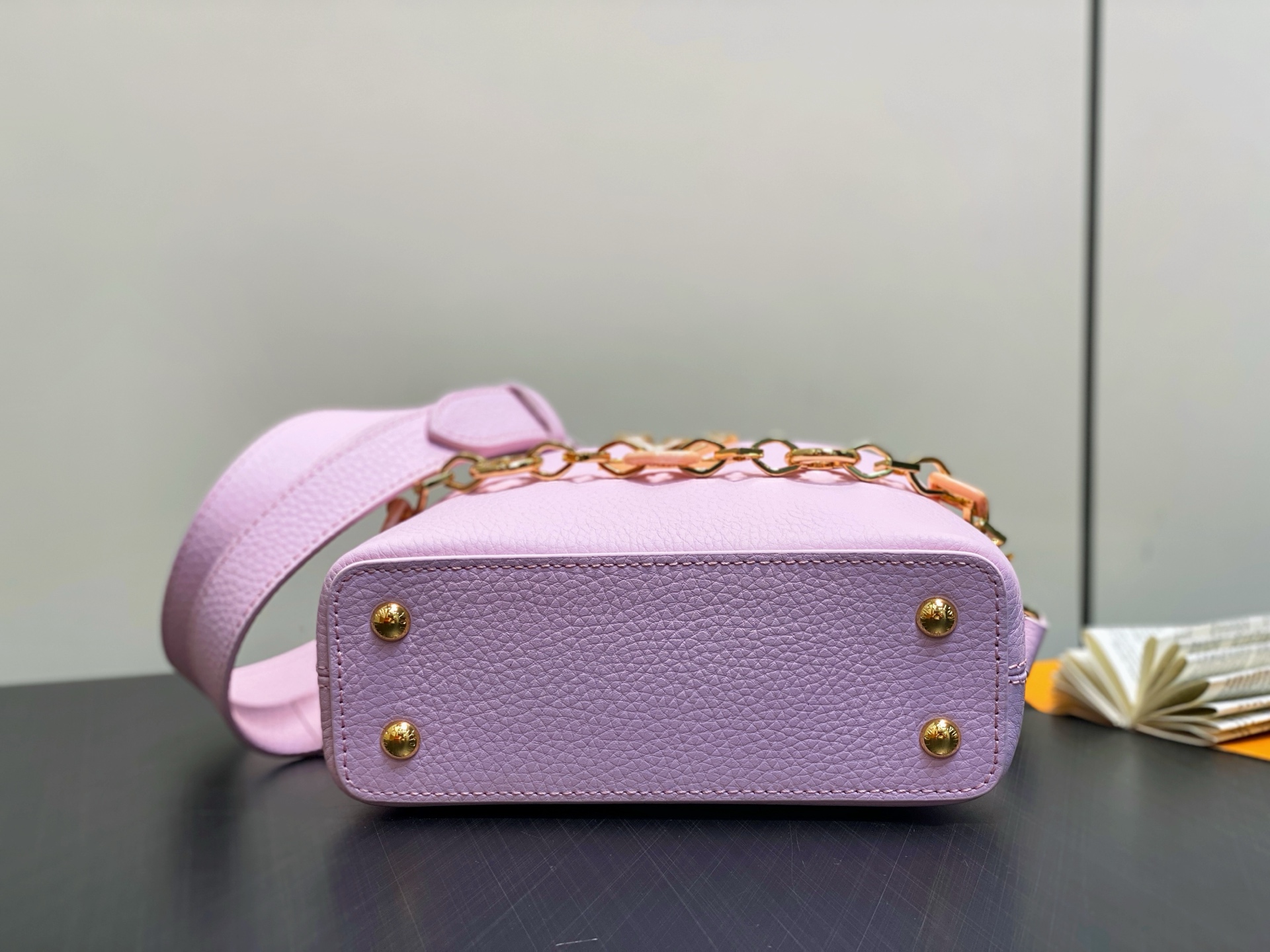 【顶级原单】M14970粉紫 M14381 链条全皮cap那英款 CAPUCINES 迷你手袋 本款 C