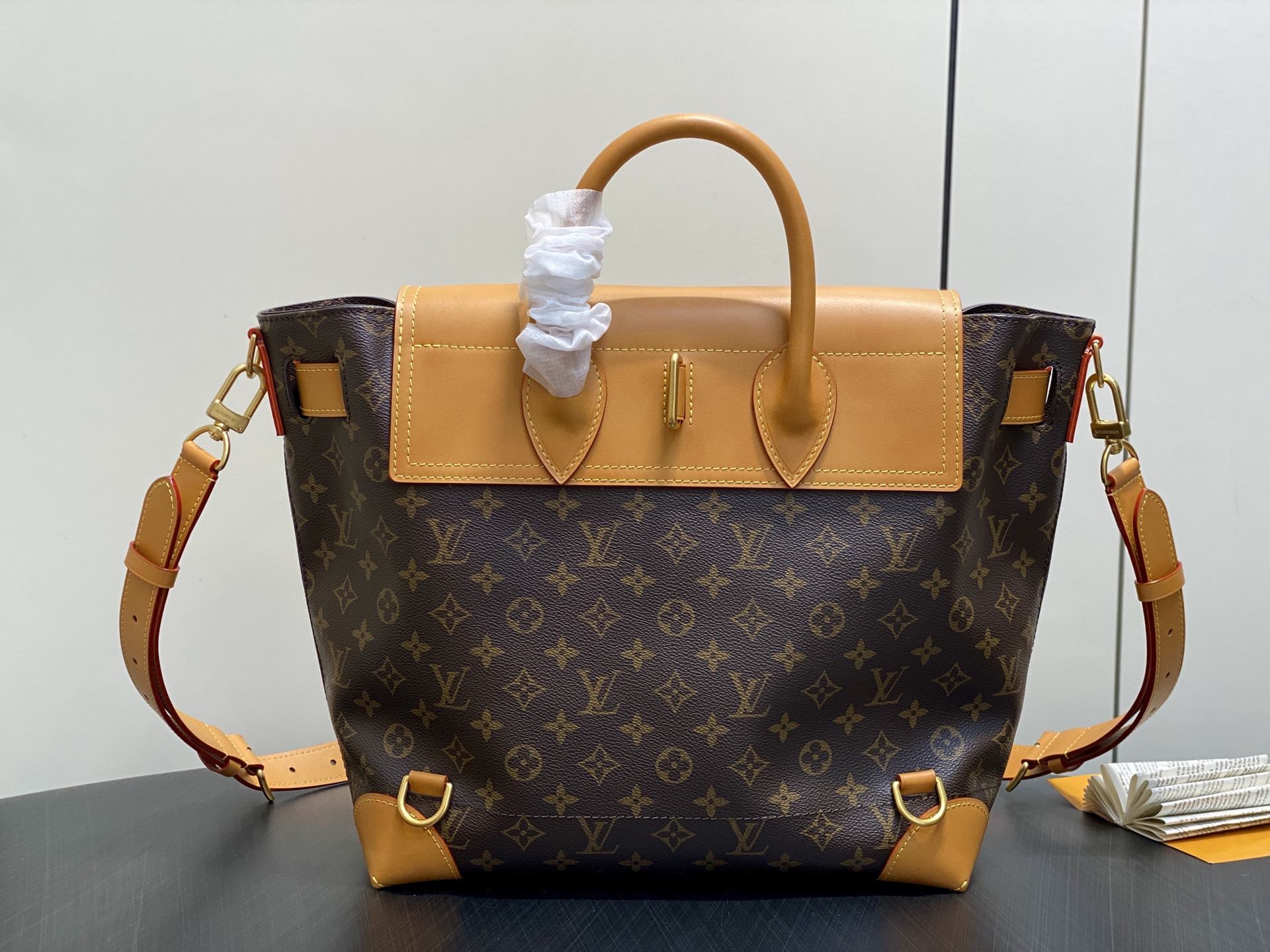 【顶级原单】M25989老花黄皮 复古男包双肩包 STEAMER 30 手袋 本款 Steamer 30