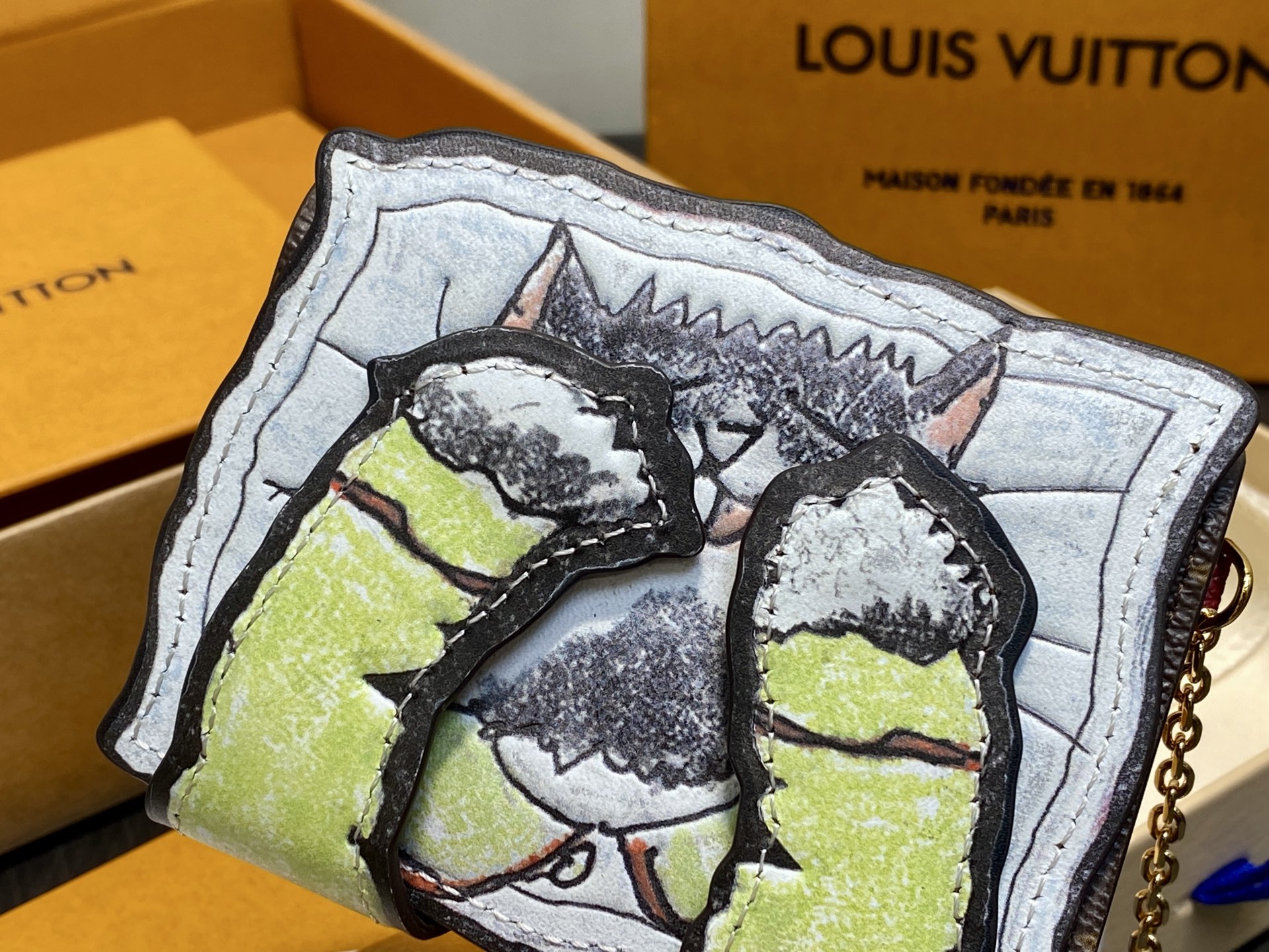 【顶级原单】M25732老花 猫咪两折钱包 Pawket 钱包 取材牛皮革和帆布，为经典Monogram