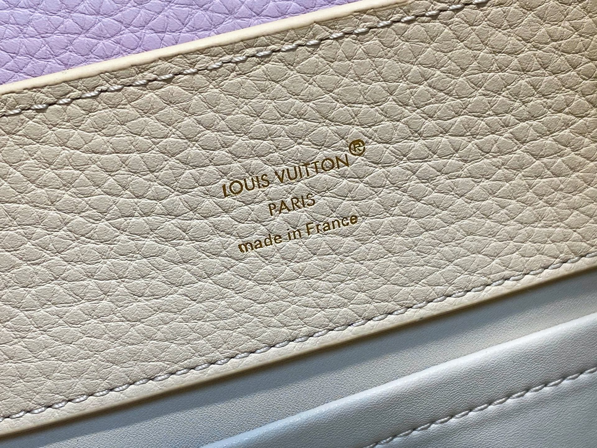 【顶级原单】M25862米白香芋紫 花朵链条全皮cap那英款 本款 Capucines BB手袋 为 T