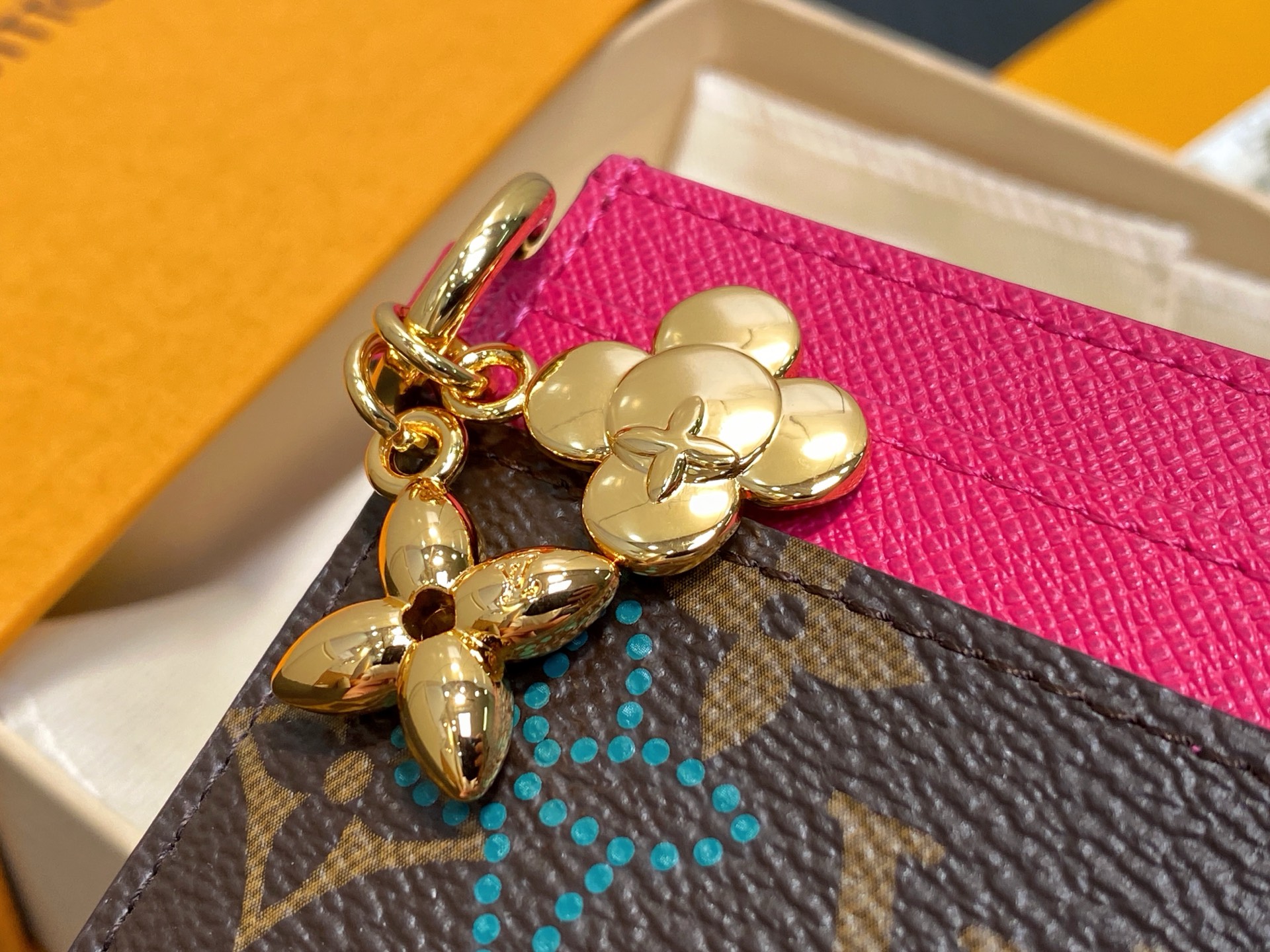 【顶级原单】M15332丝印 圣诞款卡包 LV CHARMS 卡夹 m15324 老花/蓝色（圣诞） m