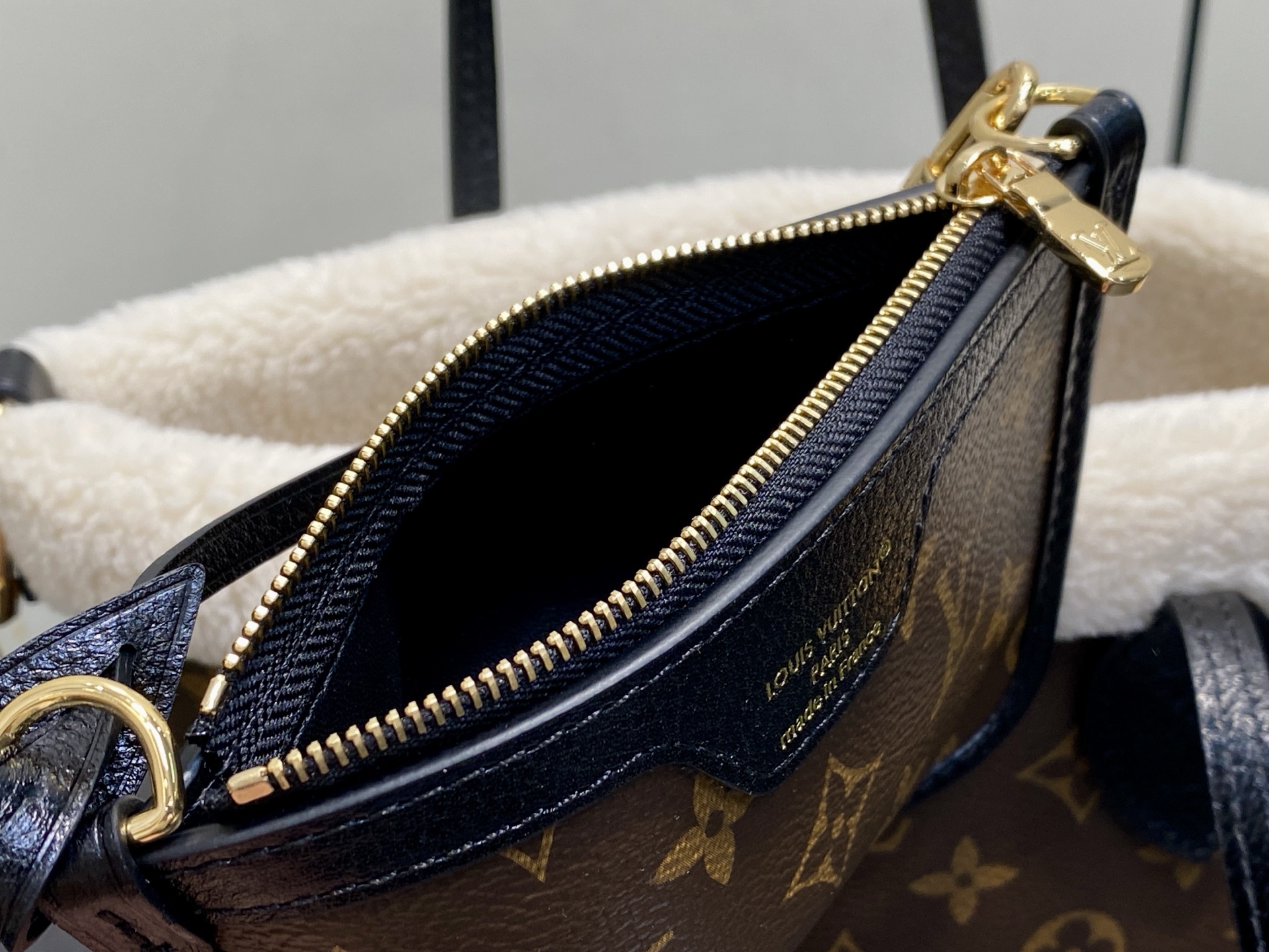 【顶级原单】M26315老花毛绒 小号购物袋子母包 NEVERFULL BANDOULIÈRE INSI