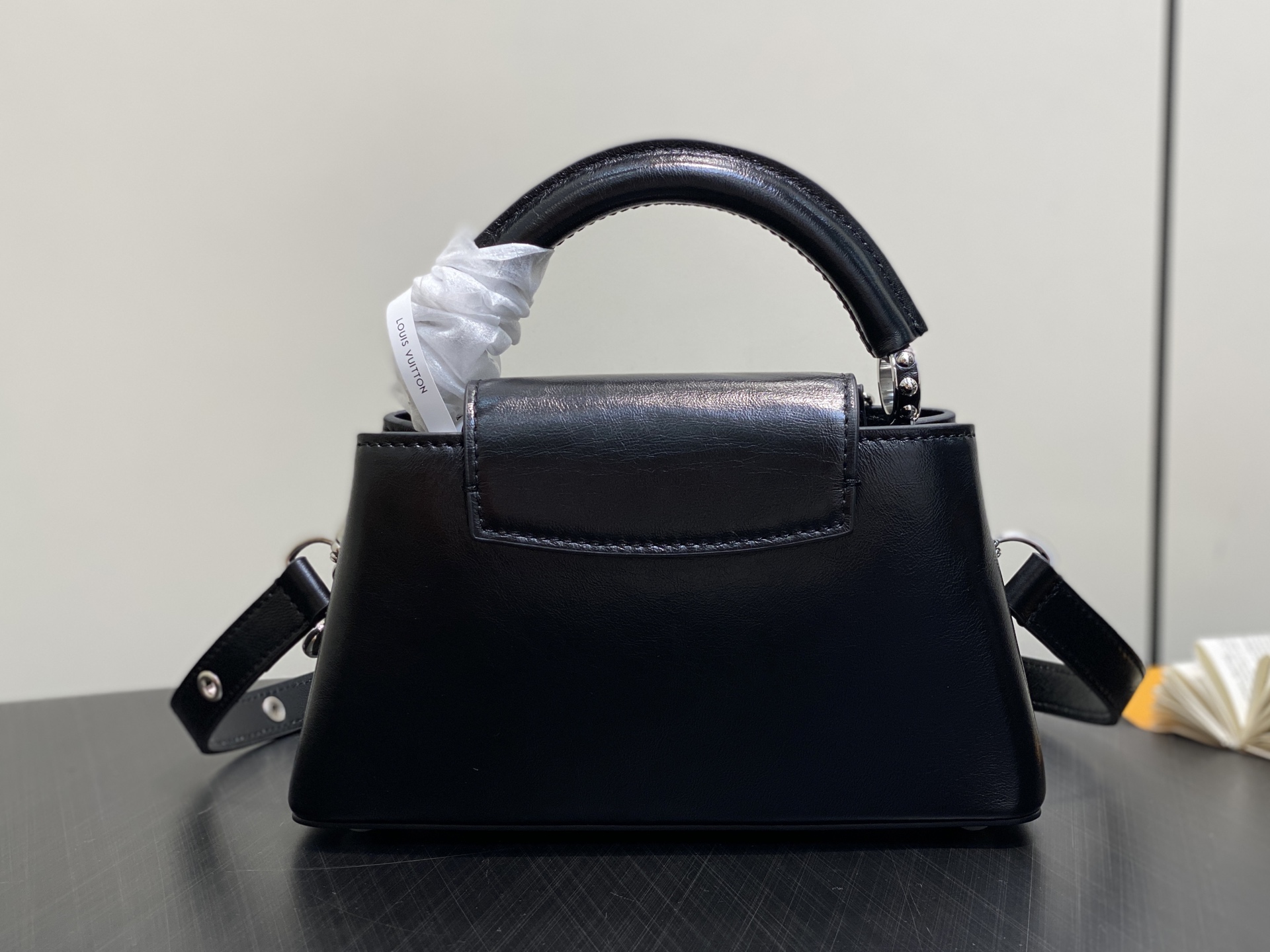 【顶级原单】M25473黑色油蜡皮 M25492 链条全皮cap那英款 Capucines East-W