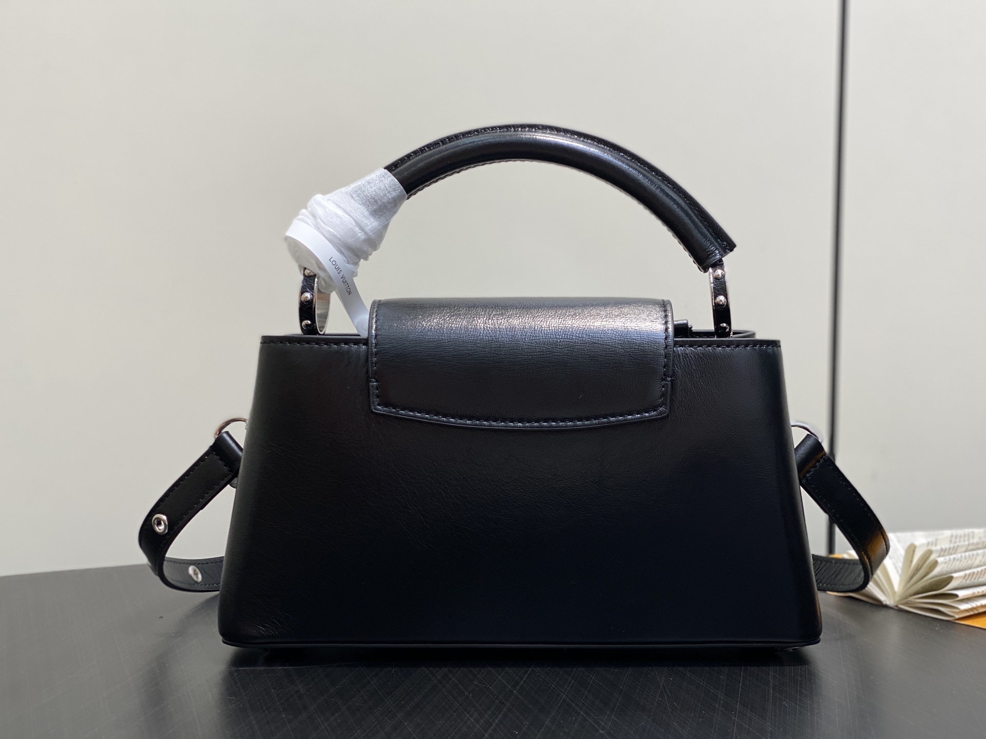 【顶级原单】M25473黑色油蜡皮 M25492 链条全皮cap那英款 Capucines East-W