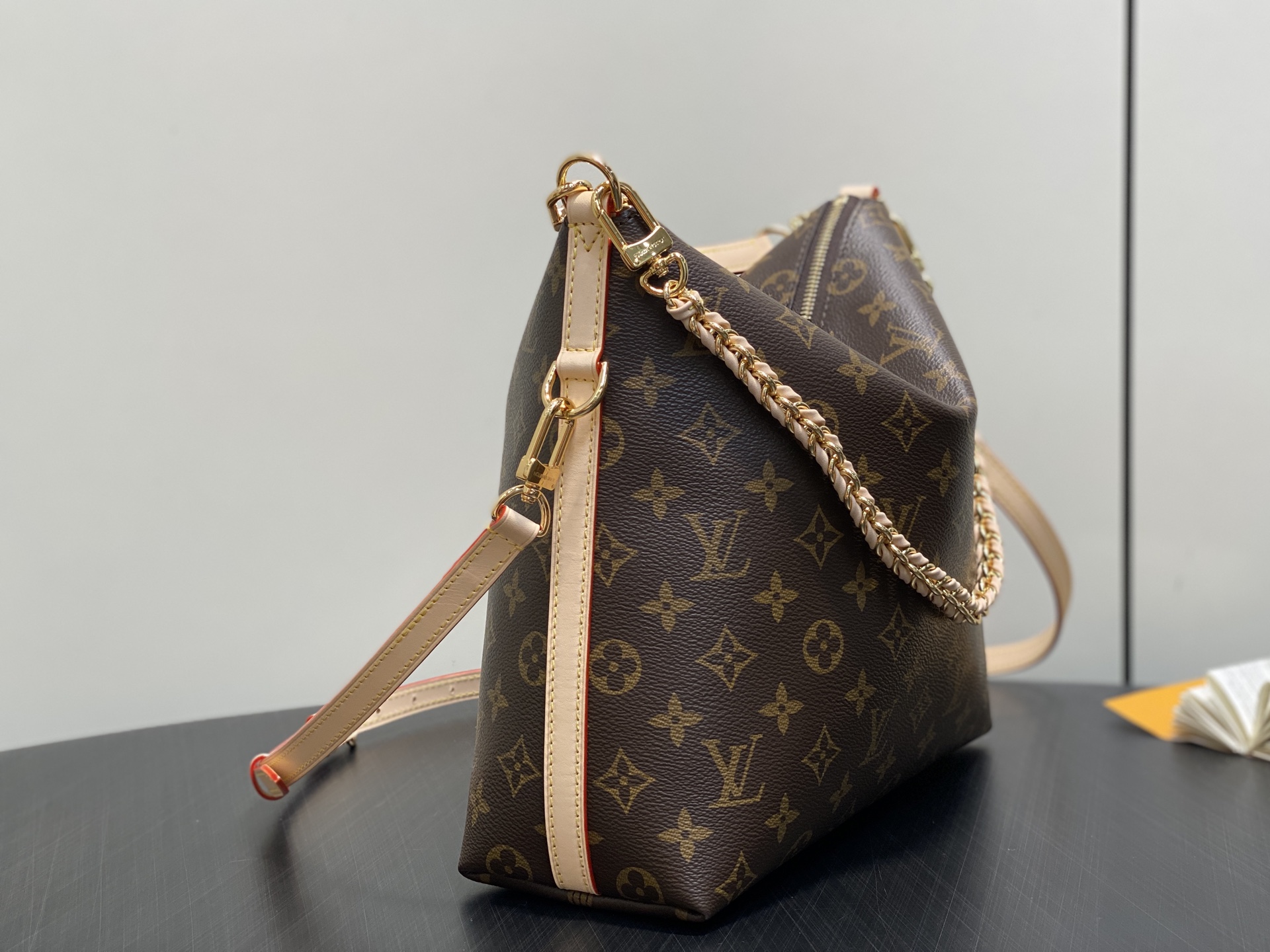 LV Style Beige Leather Top Handle Bag Lookbook Reference image 2