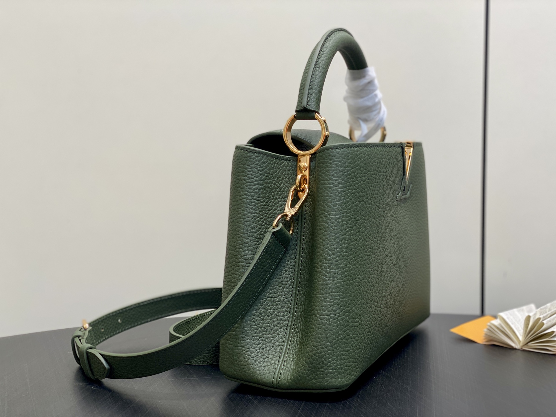 LV Style Beige Leather Top Handle Bag Lookbook Reference image 2