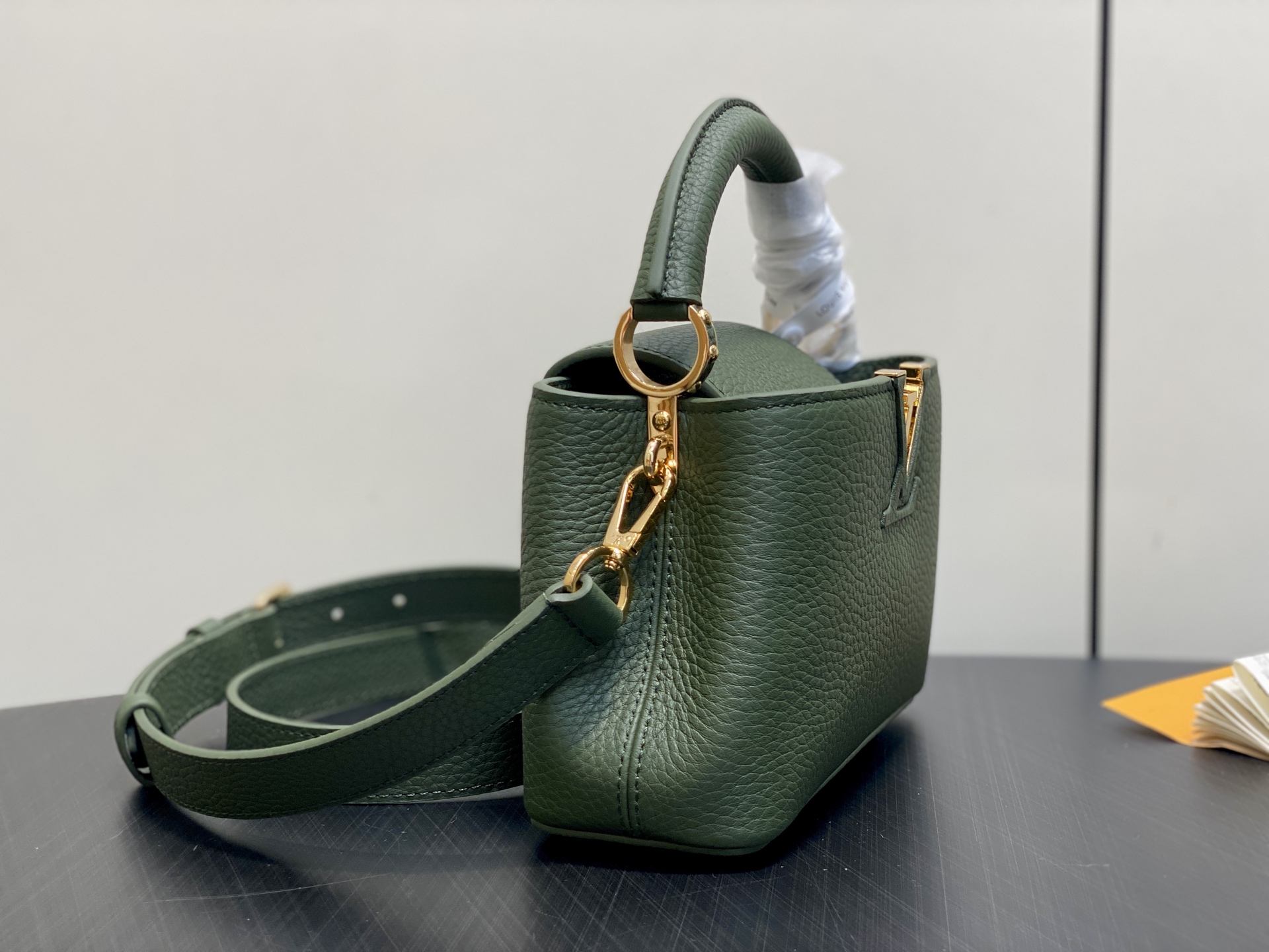 LV Style Beige Leather Top Handle Bag Lookbook Reference image 2