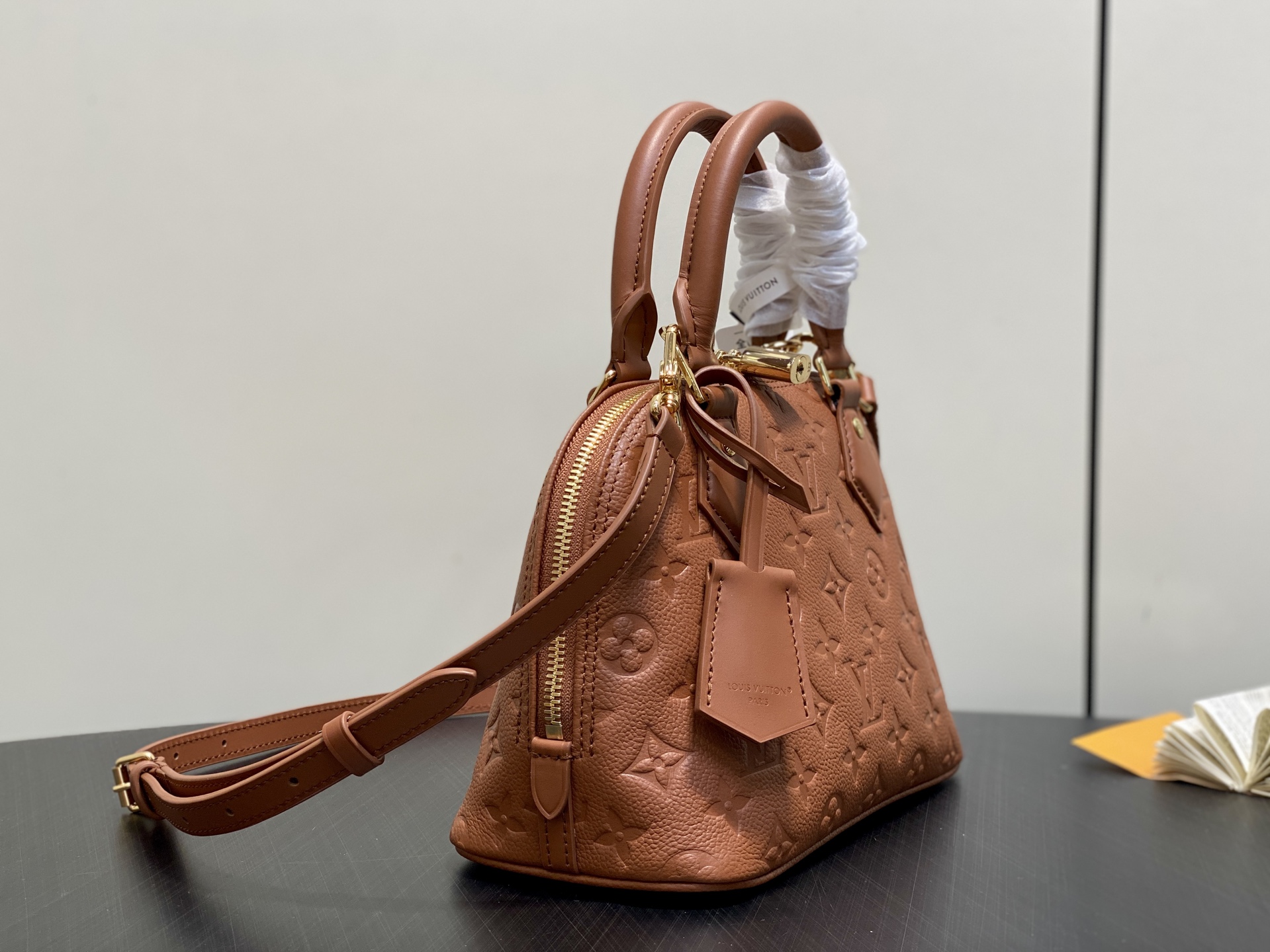 LV Style Brown Leather Top Handle Bag Lookbook Reference image 2