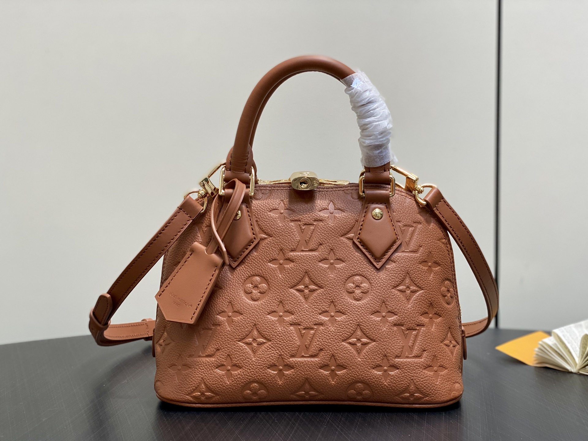 LV Style Brown Leather Top Handle Bag Lookbook Reference image 1