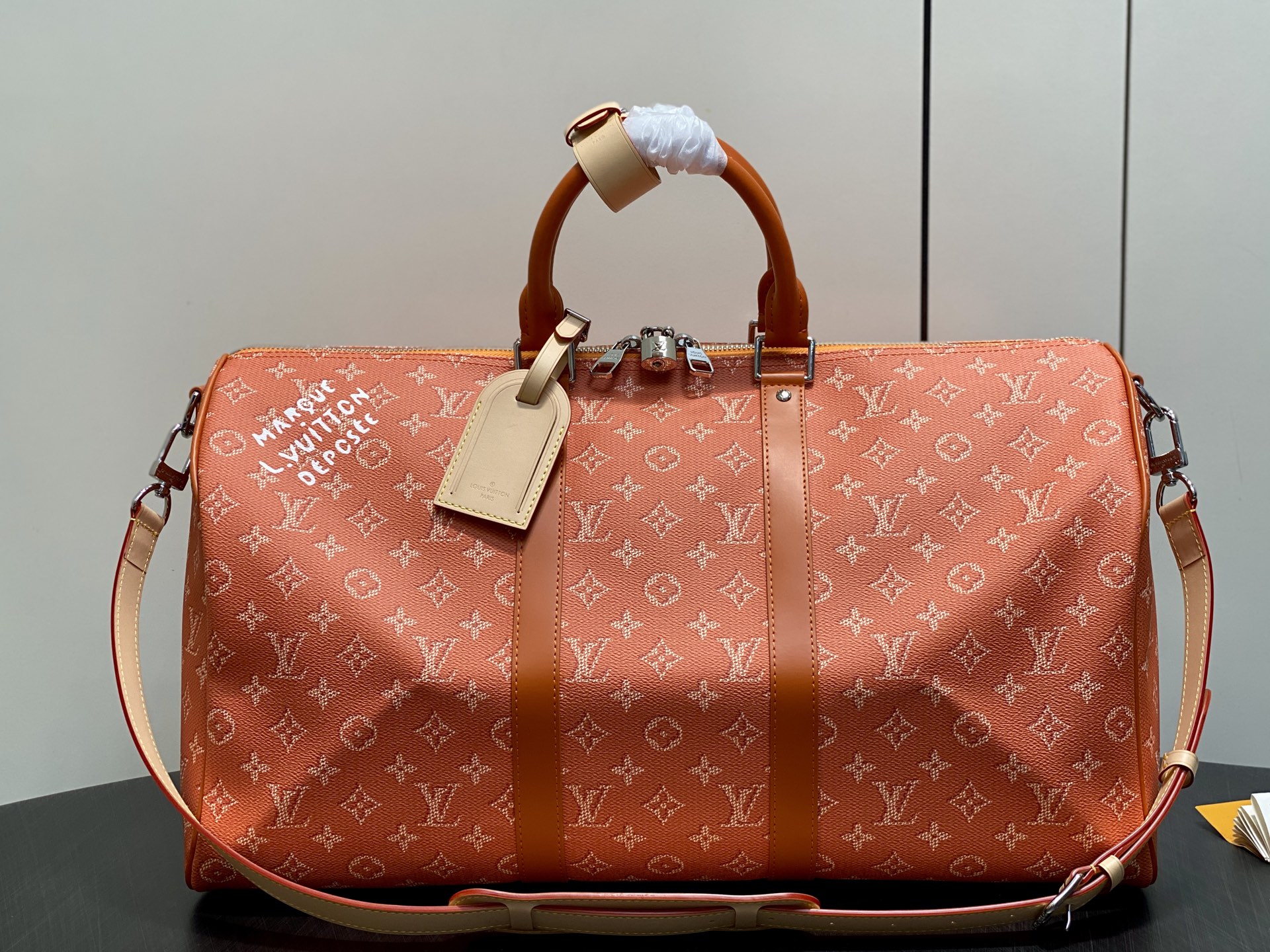 LV Style Beige Leather Travel Bag Lookbook Reference image 1