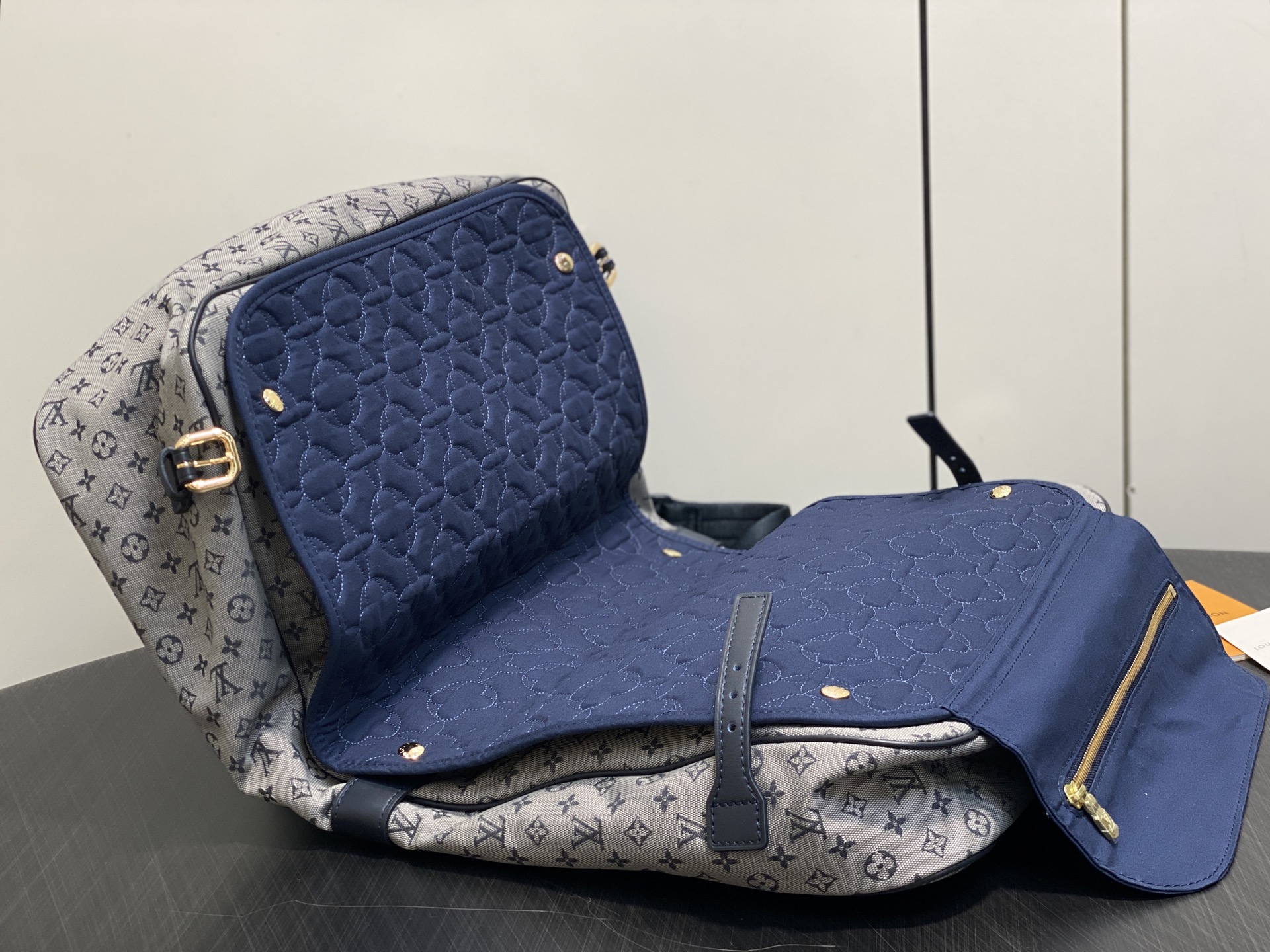 【顶级原单】M42350蓝白色 丹宁牛仔狩猎包 双子星大号手袋 SAUMUR 大号手袋 取材 Monogram 棉质丹宁