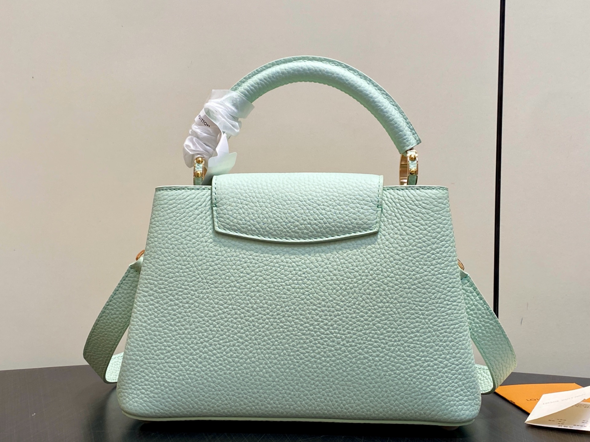【顶级原单】M29608薄荷绿 链条全皮cap那英款 当季新款 CAPUCINES BB 手袋 本款 Capucines