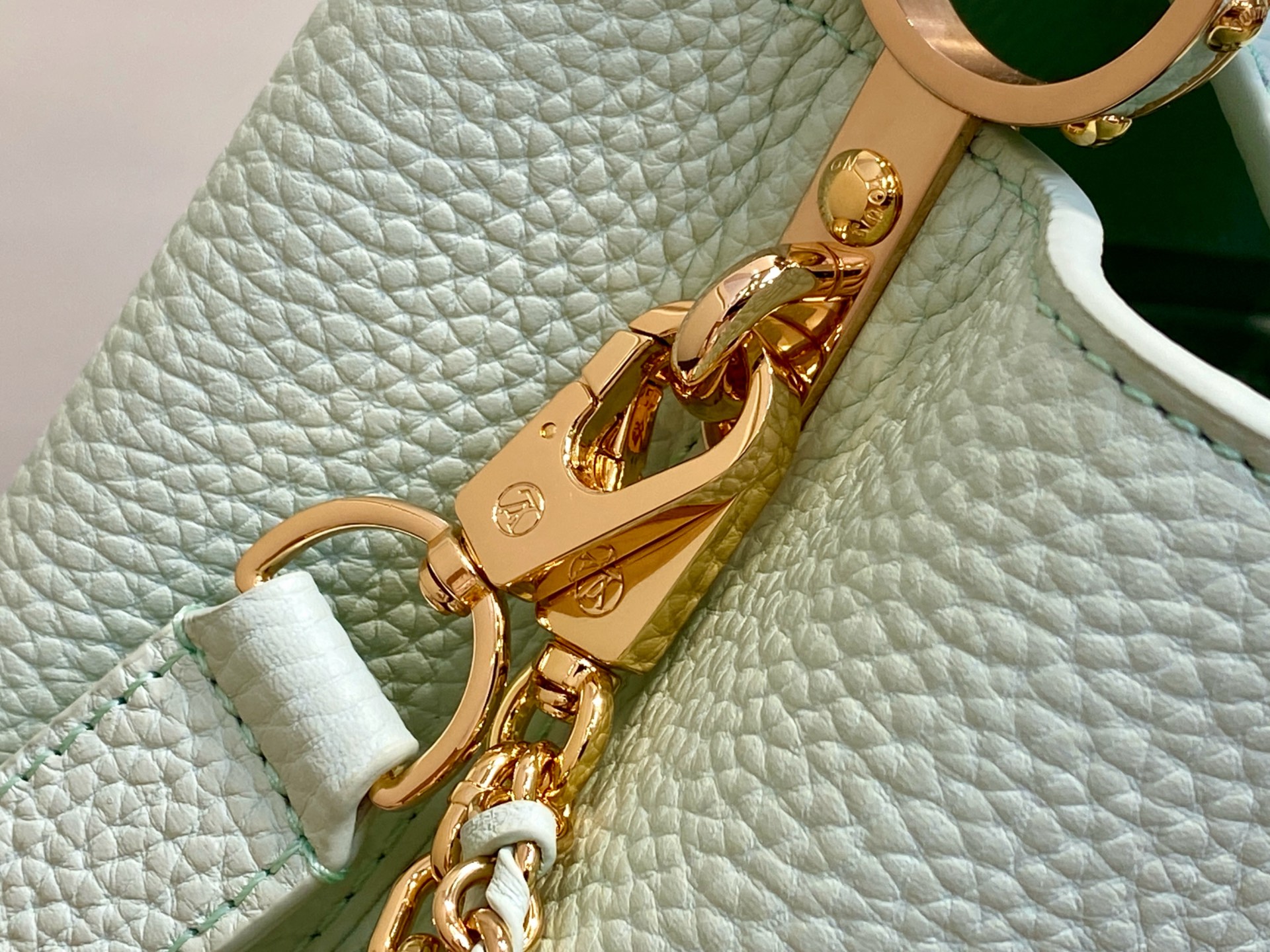 【顶级原单】M29608薄荷绿 链条全皮cap那英款 当季新款 CAPUCINES BB 手袋 本款 Capucines