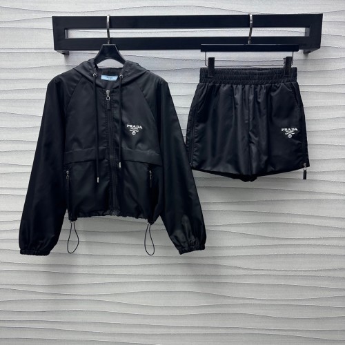 Prada Hooded Nylon Jacket and Shorts Set, Comfortable and Stylish 1 Prada Hooded Nylon Jacket and Shorts Set, Comfortable and Stylish