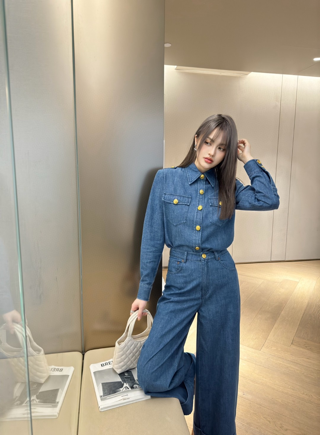 NO:325039,Shirt wide-leg pants model picture, alexander wang19860909衬衣阔腿裤模特图,,alexander wang,Women's clothing