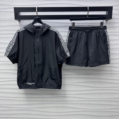 Christian Dior Men's Black Nylon Hooded Jacket and Shorts Set 1 Christian Dior Men's Black Nylon Hooded Jacket and Shorts Set