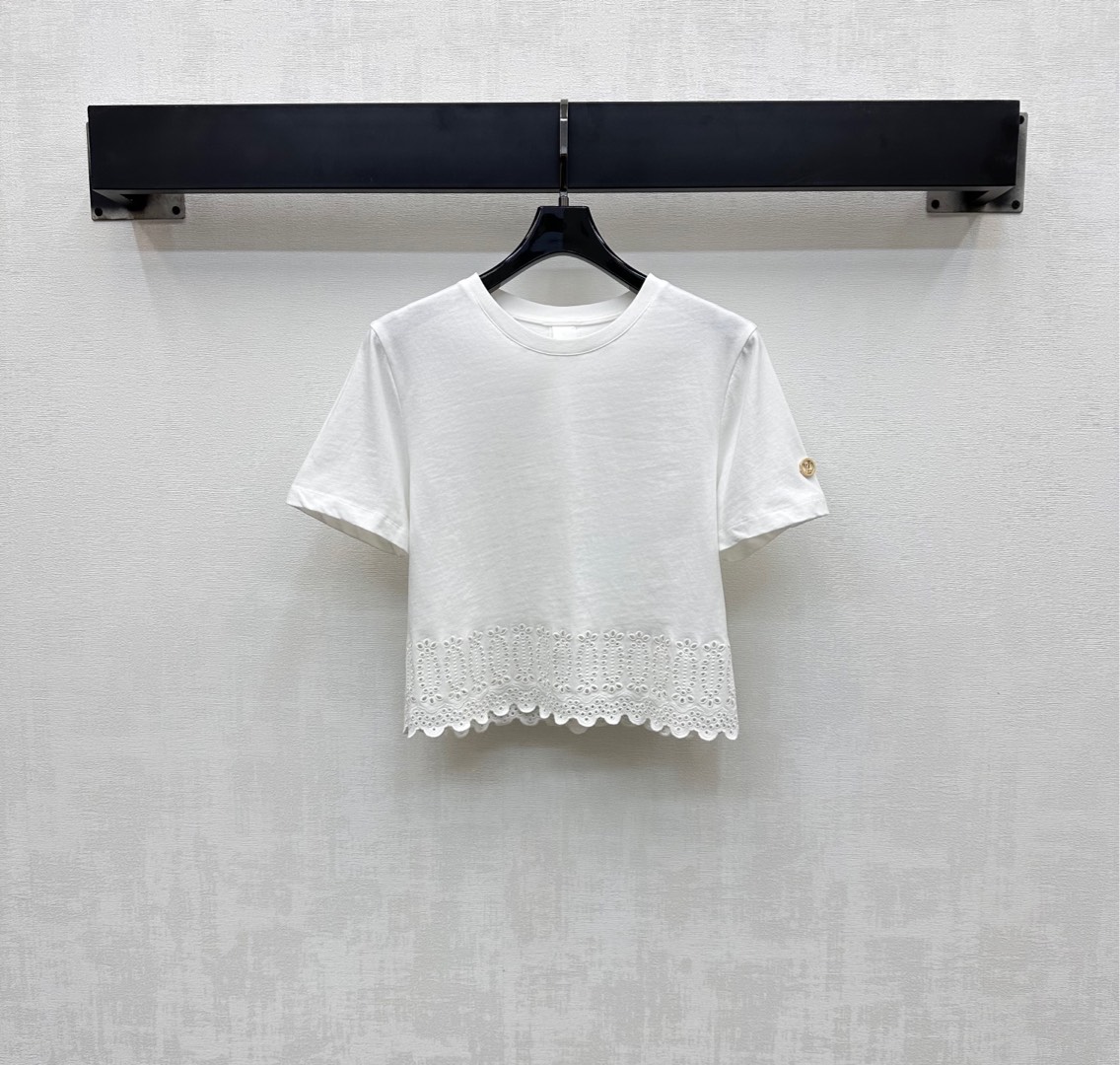 NO:418572,Louis Vuitto*2025 new product is on the shelves of spliced ​​embroidered short custom YB imported mercerated cotton material breathable and comfortable, full texture, large body, voxel color, and stitched embroidered logo elements, highlighting the brand tone, hollow waist-exposed detail design, back button plaid treatment, add to the styling layering, surface auxiliary material development, round neck short T-shirt tailoring, single layering, showing loose tone, first choice for fashionable outfits in all seasons, high version 2 colors,,louis vuitton,tees, t-shirt,alexander wang19860909Louis Vuitto*2025新品上架拼接绣花短款定制YB进口丝光全棉材质 透气舒适 质感十足 大身通体素色配合衣摆拼接绣花徽标元素 彰显品牌调性 镂空露腰细节设计后背纽扣开襟处理 增添造型层次感 面辅料开发 圆领短款T恤剪裁 单穿叠穿尽显松弛调性 四季时髦穿搭首选  高版本2色,,louis vuitton,tees，t-shirt,alexander wang,Women's clothing