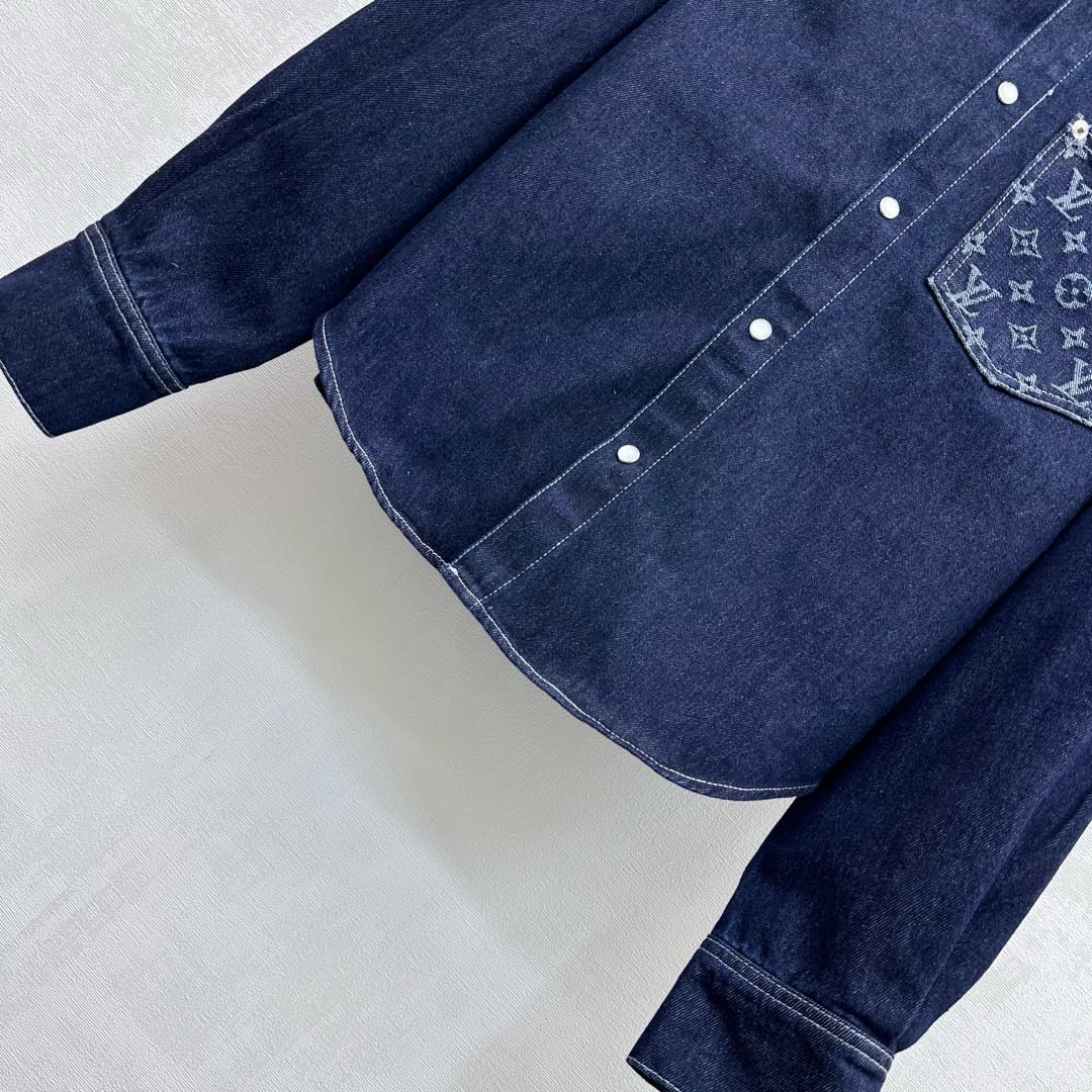 Louis Vuitton Denim Shirt with Jacquard Pocket, Retro Blue, Relaxed Fit 5 i1754663666350 5300 0 3