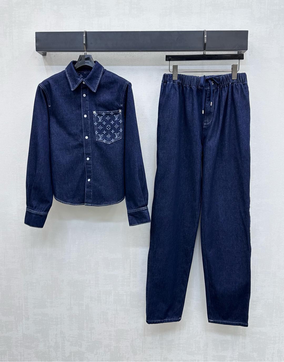 Louis Vuitton Denim Shirt with Jacquard Pocket, Retro Blue, Relaxed Fit 8 i1754663666620 7365 0 8