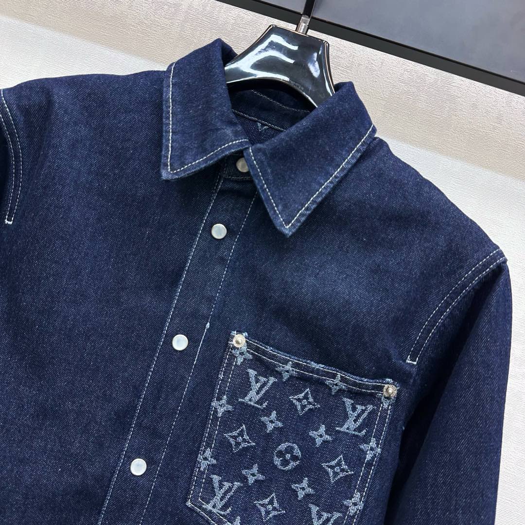 Louis Vuitton Denim Shirt with Jacquard Pocket, Retro Blue, Relaxed Fit 3 i1754663666923 1711 0 2