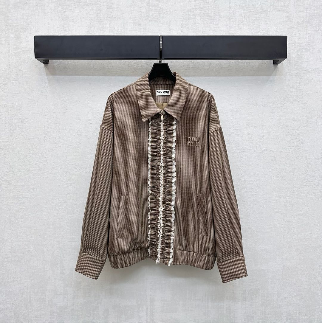 Miu Miu Brown Gingham Lace-Trim Jacket & Skirt Set | Chic & Elegant 3 i1757500365756 6073 0 1